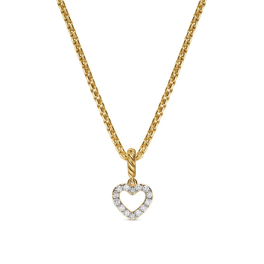 Micro Pavé Open Heart Amulet in 18K Yellow Gold with Diamonds, 6.8mm - Image 2