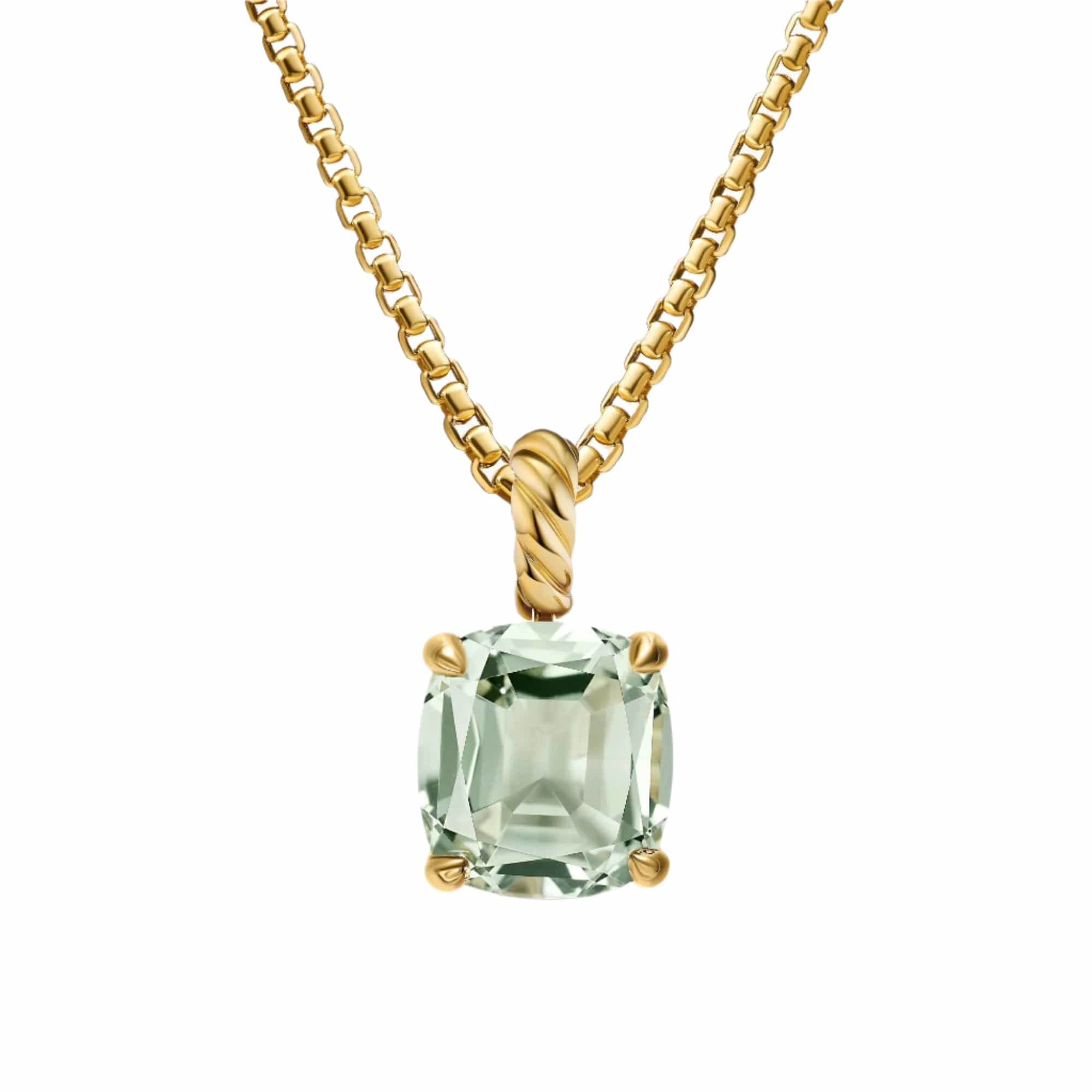 Marbella Pendant 18K Yellow Gold with Prasiolite, 12mm - Image 2