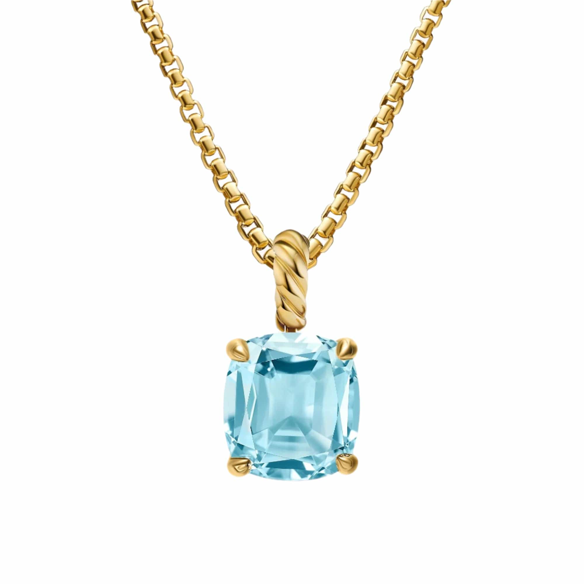 Marbella Pendant 18K Yellow Gold with Sky Blue Topaz, 12mm - Image 2