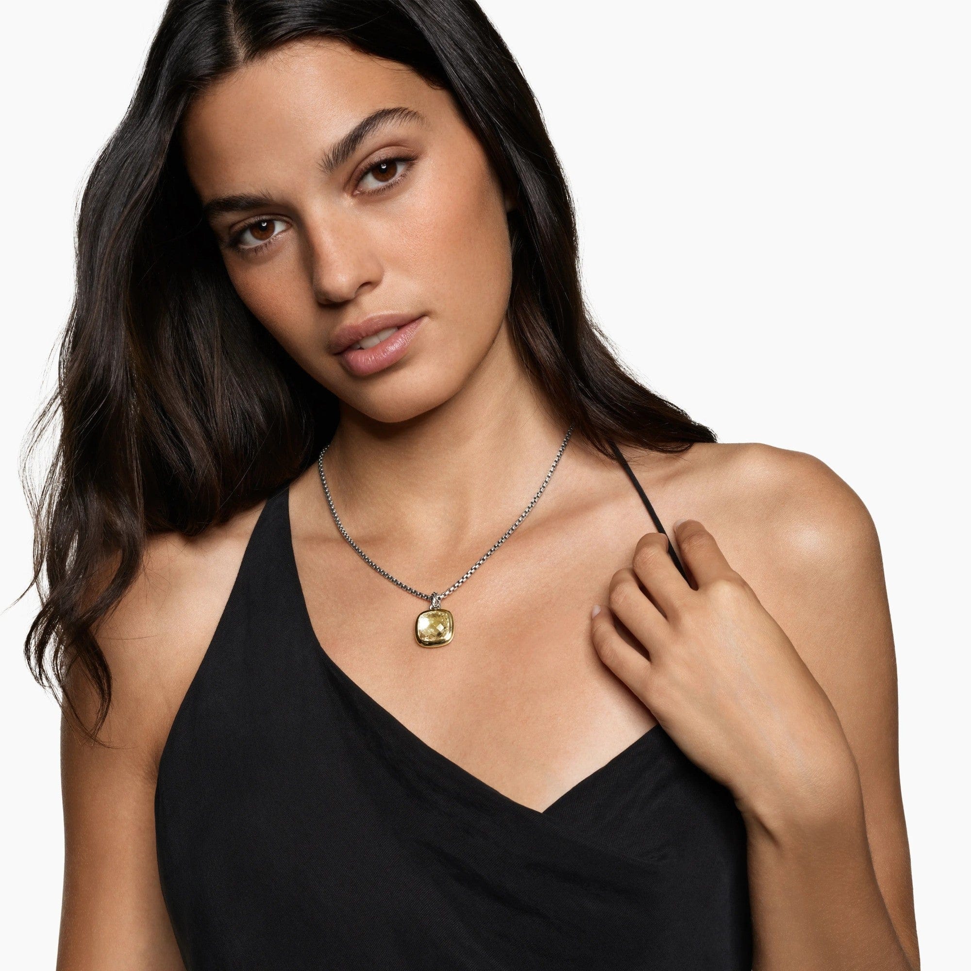 Albion® Pendant Sterling Silver with 18K Yellow Gold and Champagne Citrine, 15mm - Image 3