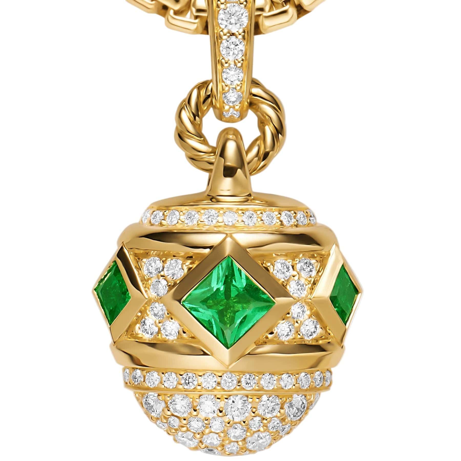 Renaissance® Pavé Amulet 18K Yellow Gold with Emeralds and Diamonds, 17mm - Image 3