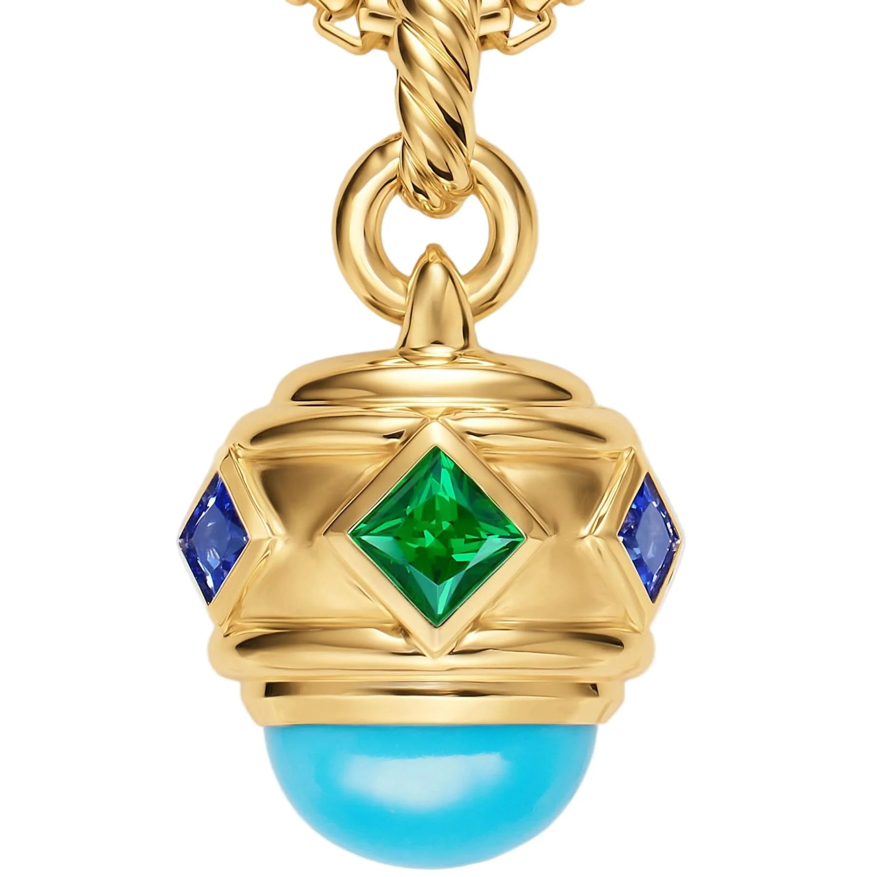 Renaissance® Amulet 18K Yellow Gold with Turquoise, Tsavorite and Tanzanites, 19.8mm - Image 3