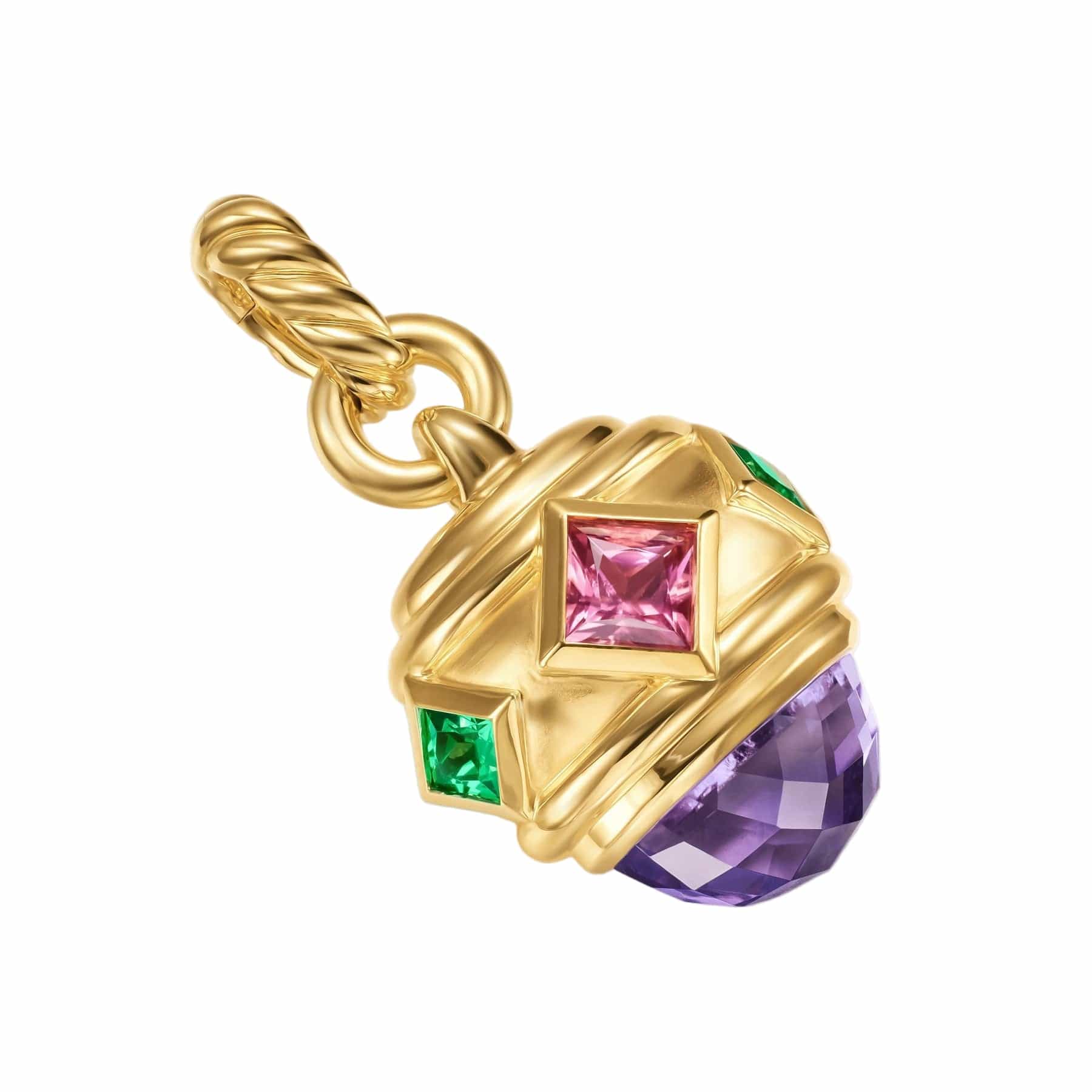 Renaissance® Amulet 18K Yellow Gold with Amethyst, Pink Tourmaline and Tsavorites, 19.8mm