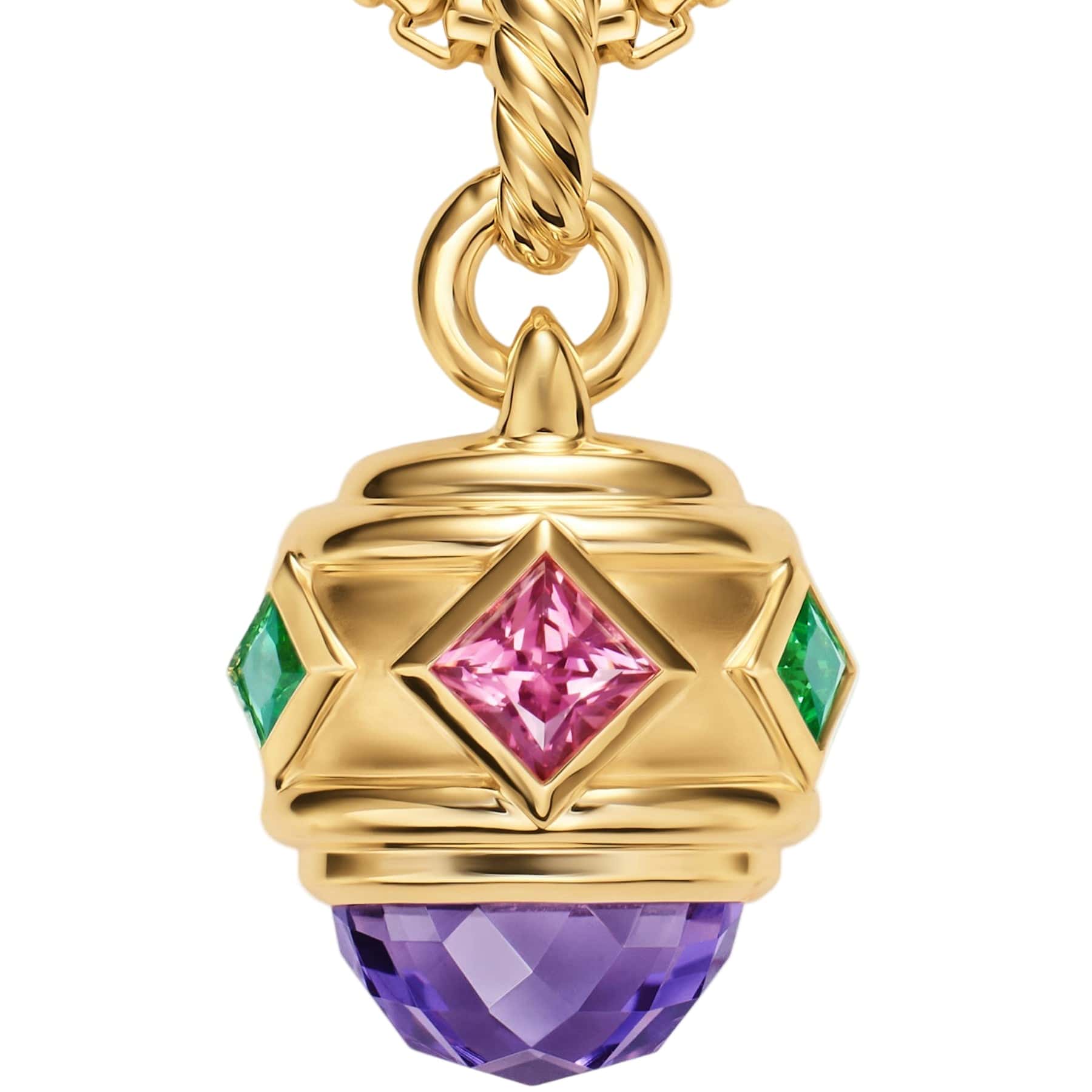 Renaissance® Amulet 18K Yellow Gold with Amethyst, Pink Tourmaline and Tsavorites, 19.8mm - Image 3