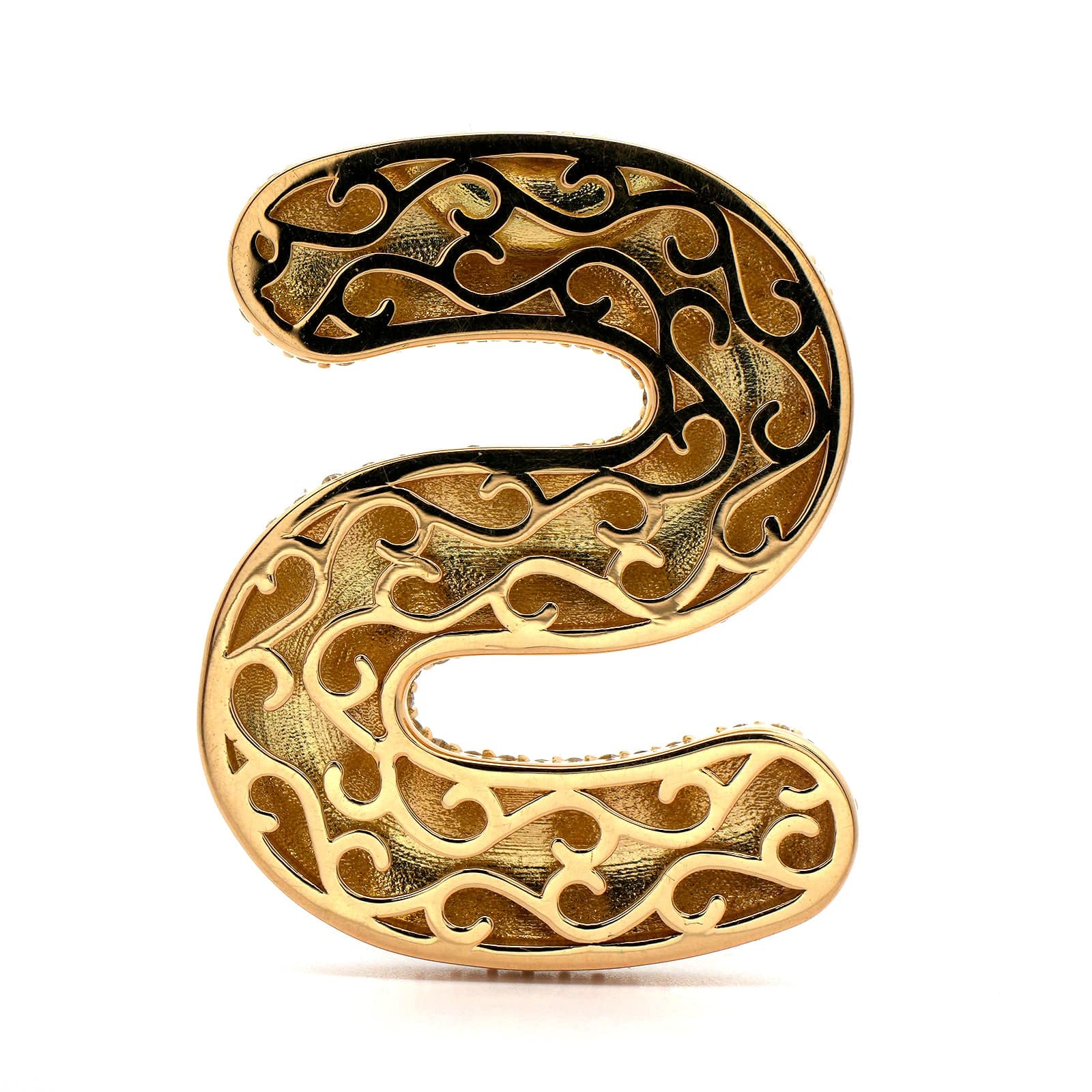 18K Yellow Gold Initial "S" Pave Diamond Enhancer - Image 2