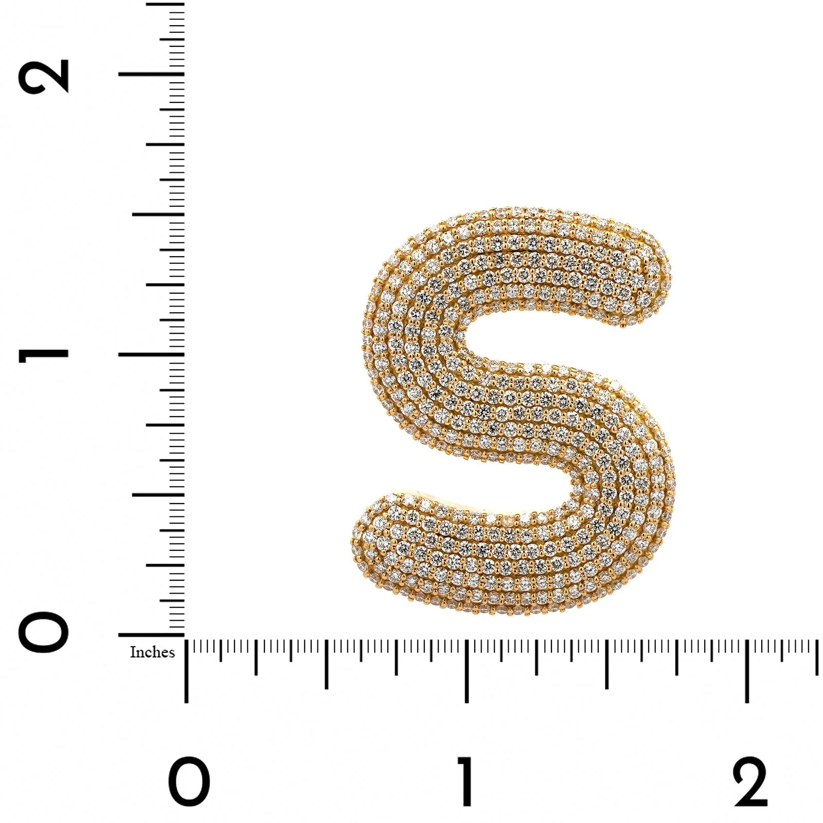 18K Yellow Gold Initial "S" Pave Diamond Enhancer - Image 3