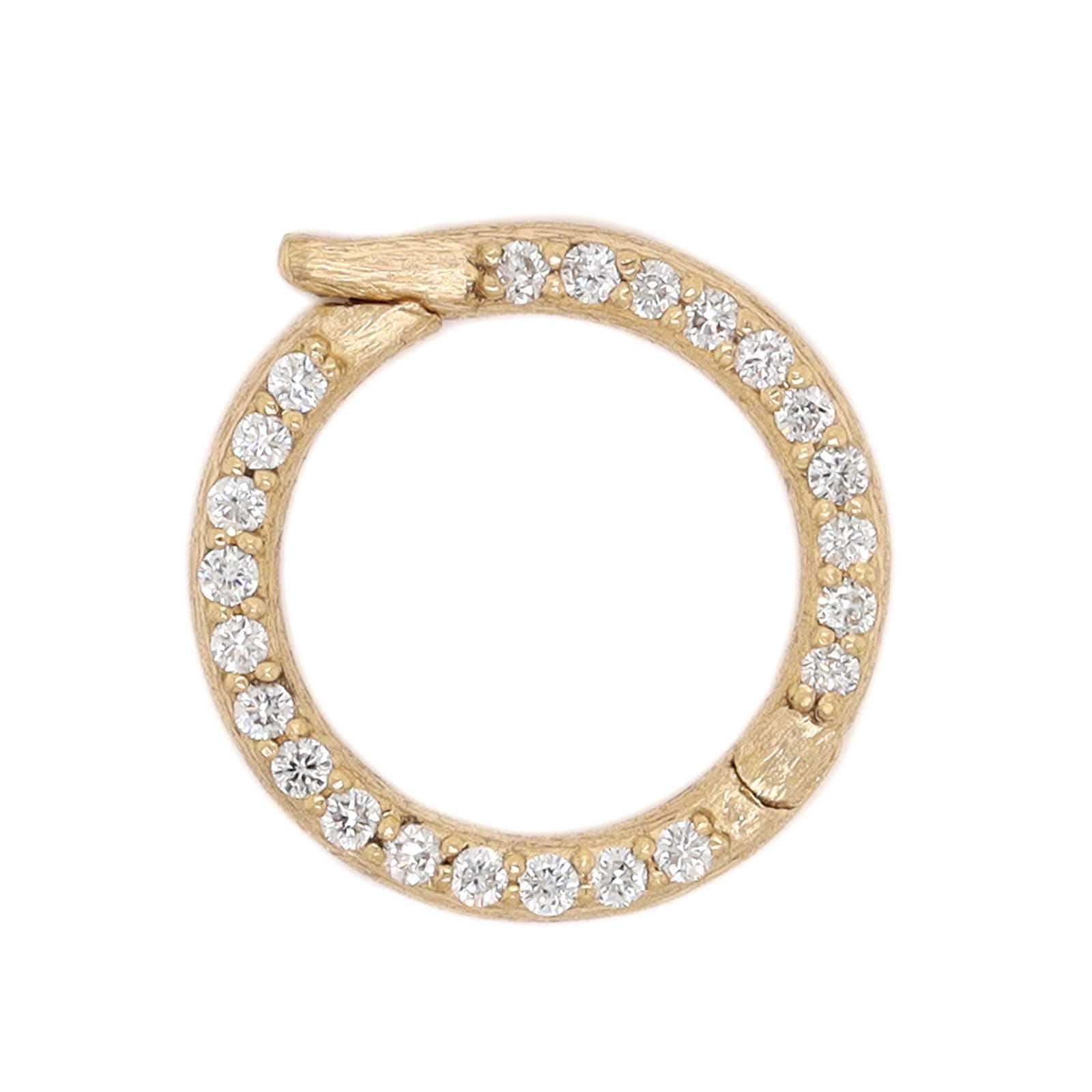 18K Yellow Gold Round Medium Pave Diamond Bail Charm Holder