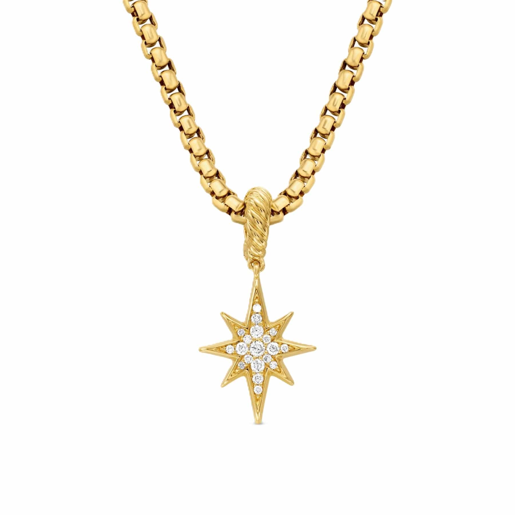 North Star Amulet 18K Yellow Gold with Diamonds, 15mm - Image 3