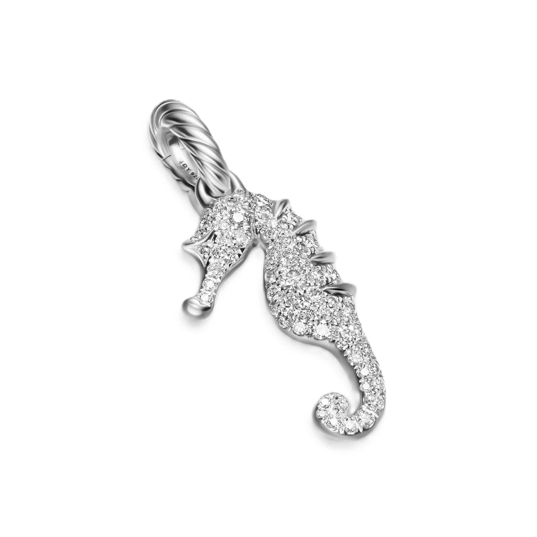 Seahorse Amulet Sterling Silver with Diamonds, 22mm
