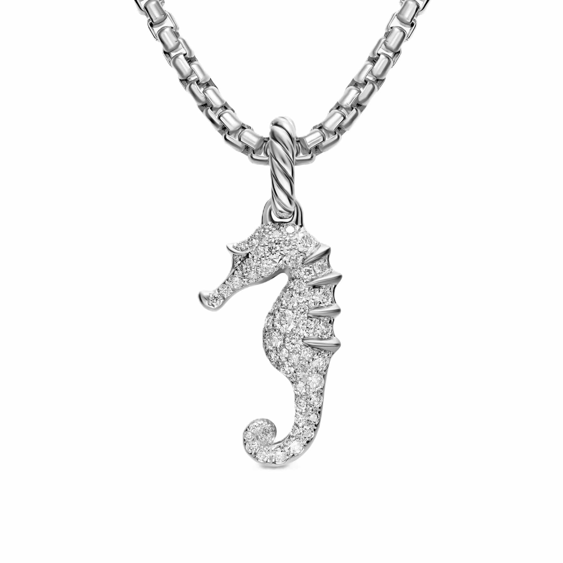 Seahorse Amulet Sterling Silver with Diamonds, 22mm - Image 2