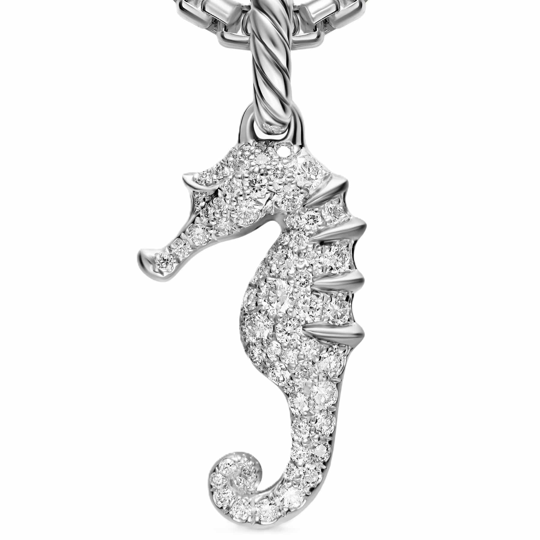 Seahorse Amulet Sterling Silver with Diamonds, 22mm - Image 4