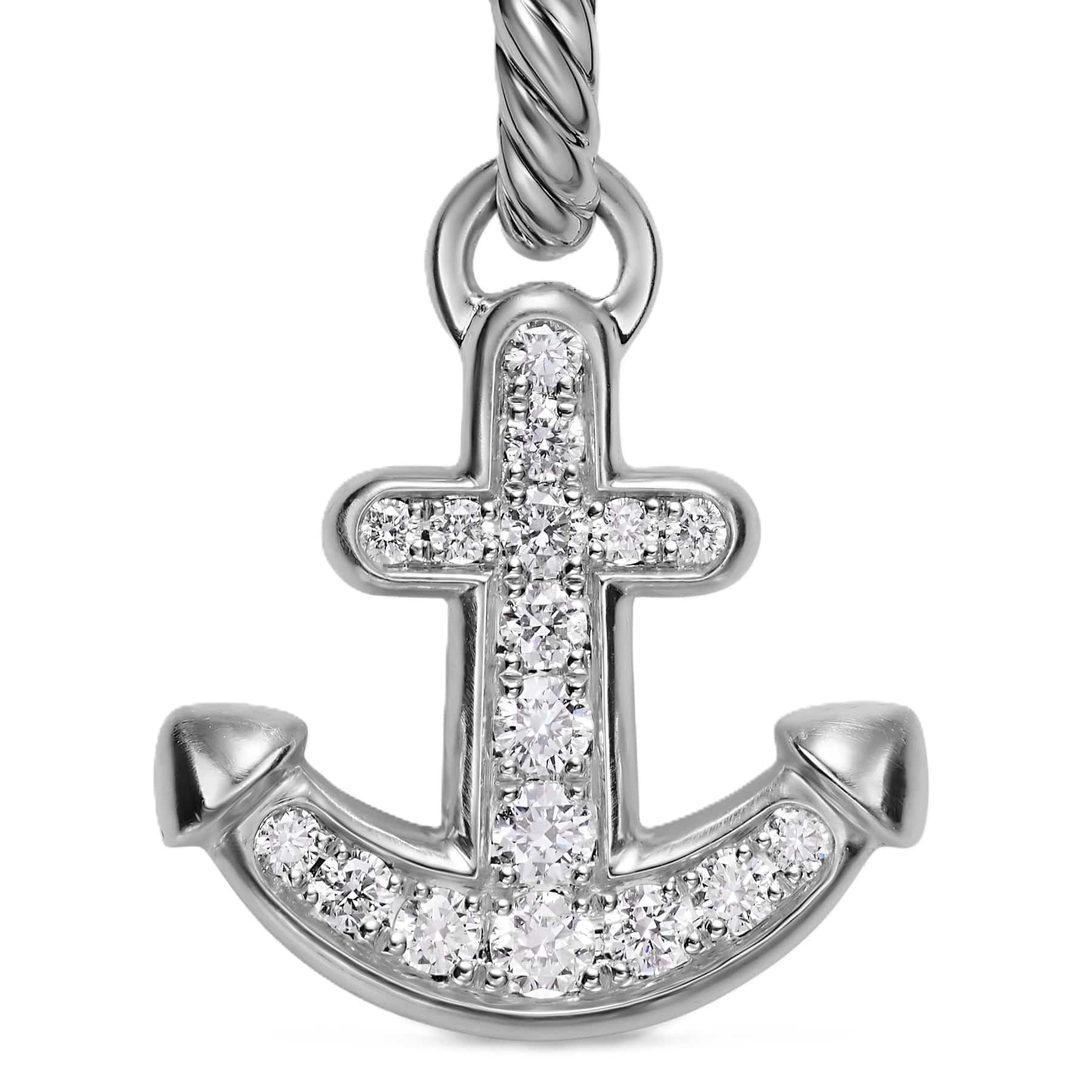 Anchor Amulet Sterling Silver with Diamonds, 14.2mm - Image 4