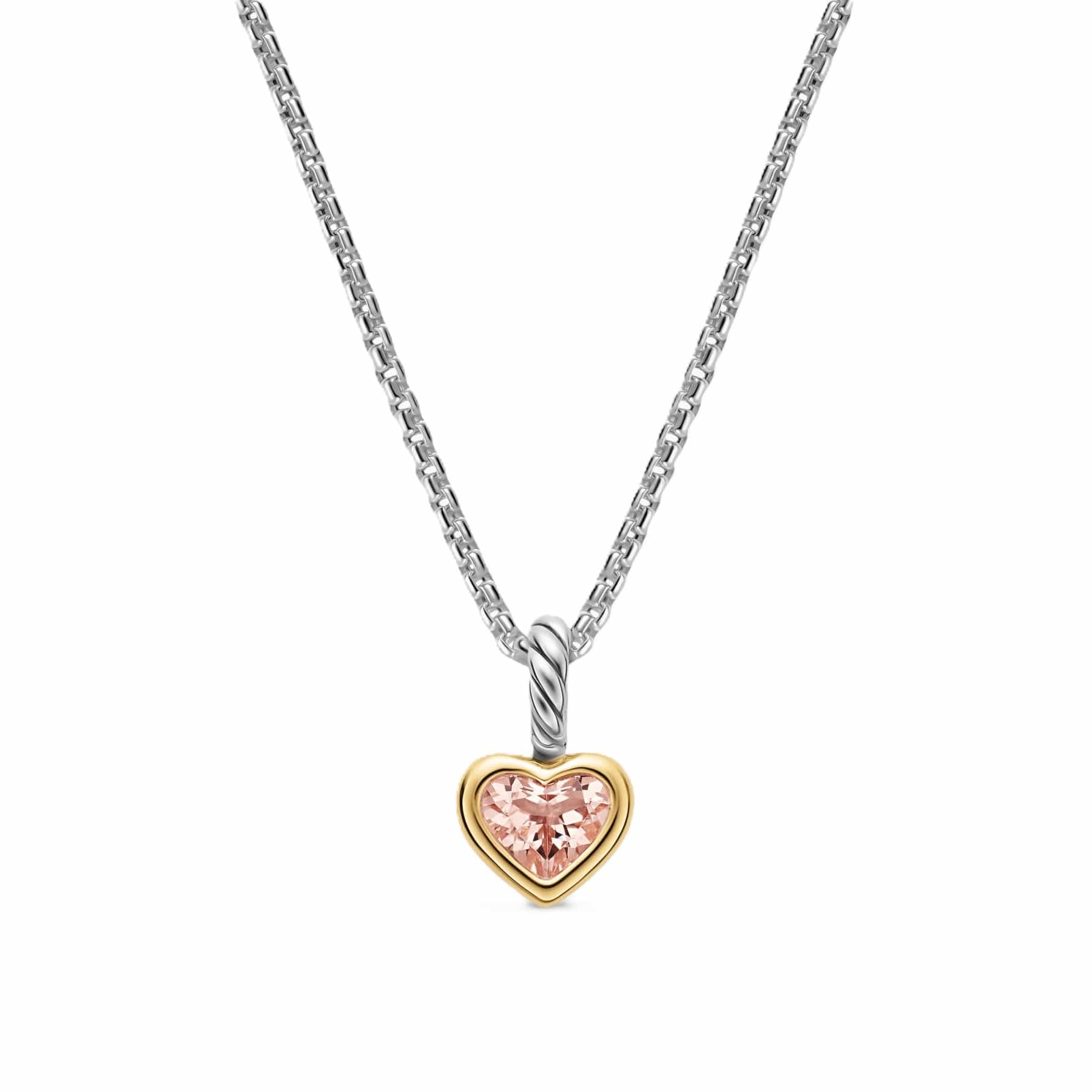 Mini Heart Amulet Sterling Silver with 14K Yellow Gold and Morganite, 7.2mm - Image 2