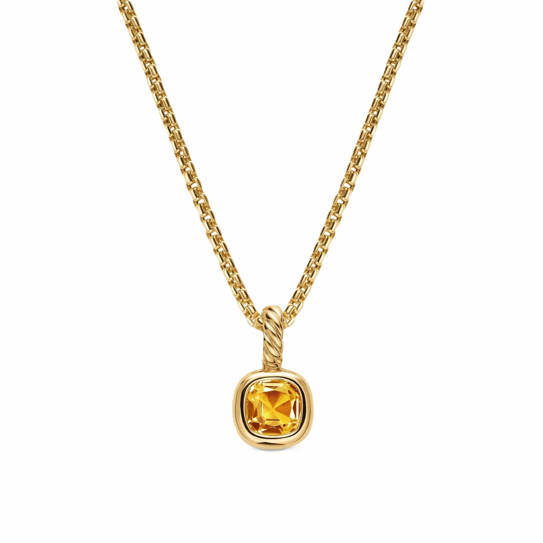 Mini Cushion Cut Amulet 18K Yellow Gold with Citrine, 5.5mm - Image 2