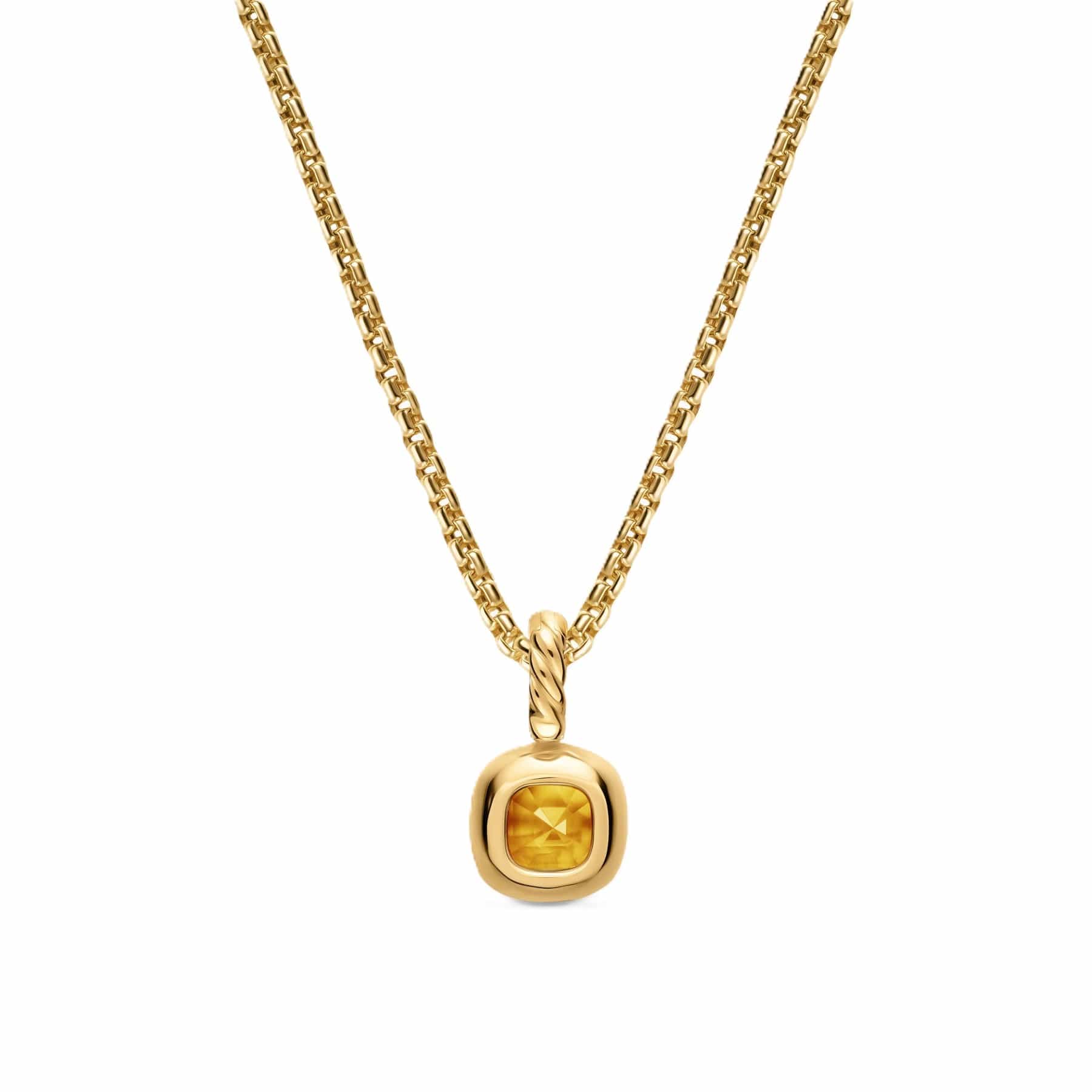 Mini Cushion Cut Amulet 18K Yellow Gold with Citrine, 5.5mm - Image 3