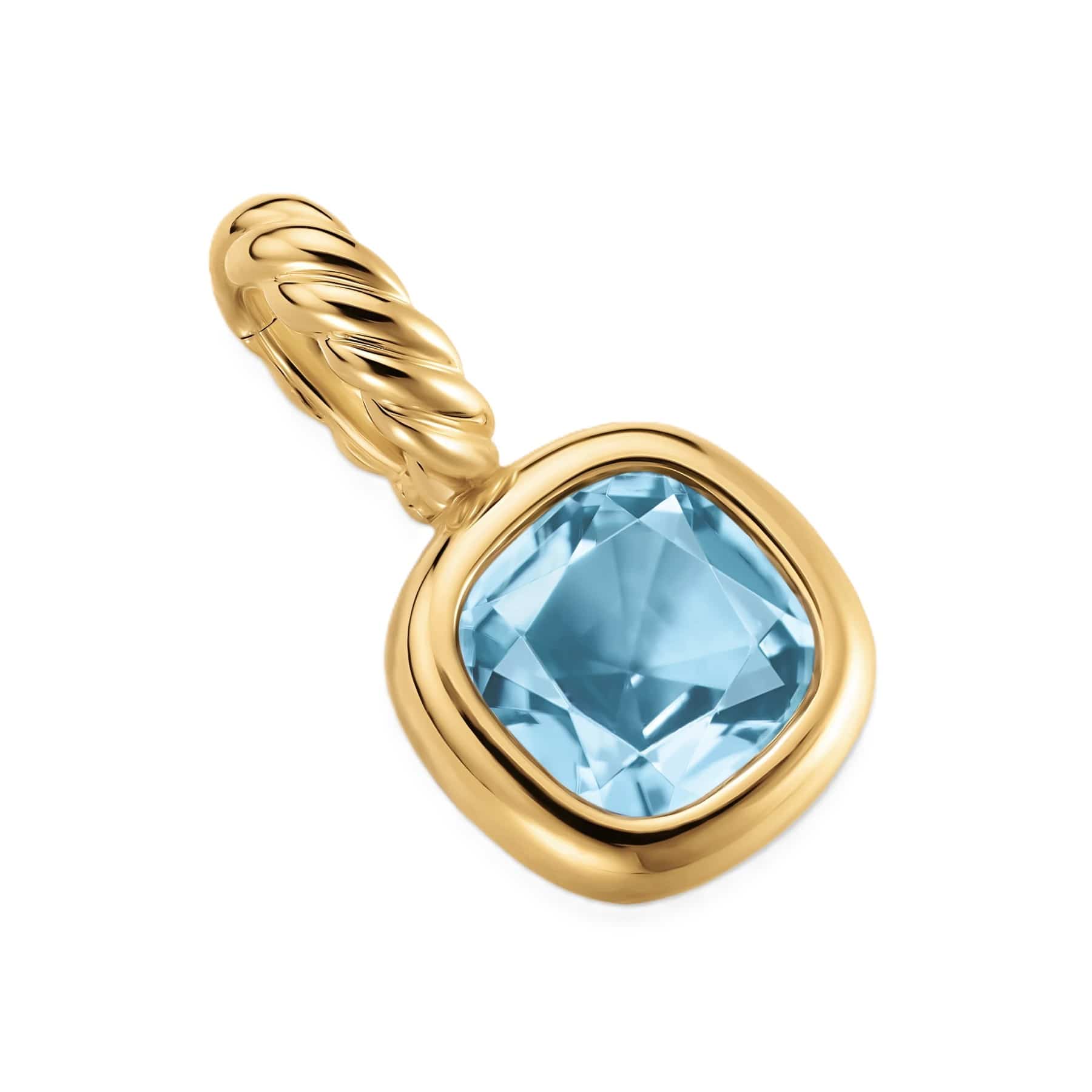 Mini Cushion Cut Amulet 18K Yellow Gold with Sky Blue Topaz, 5.5mm