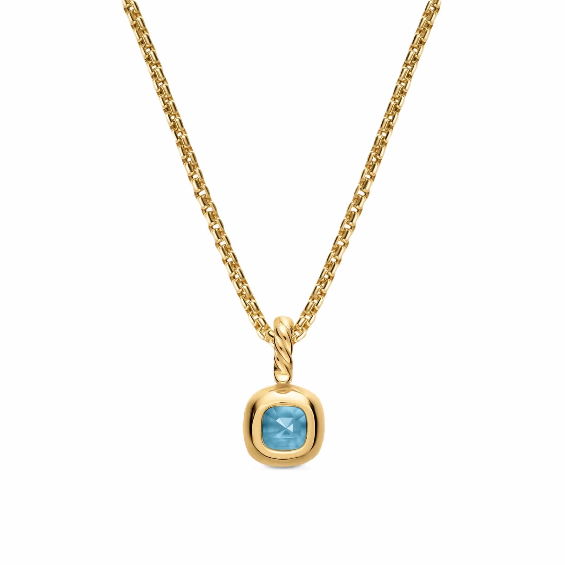 Mini Cushion Cut Amulet 18K Yellow Gold with Sky Blue Topaz, 5.5mm - Image 3