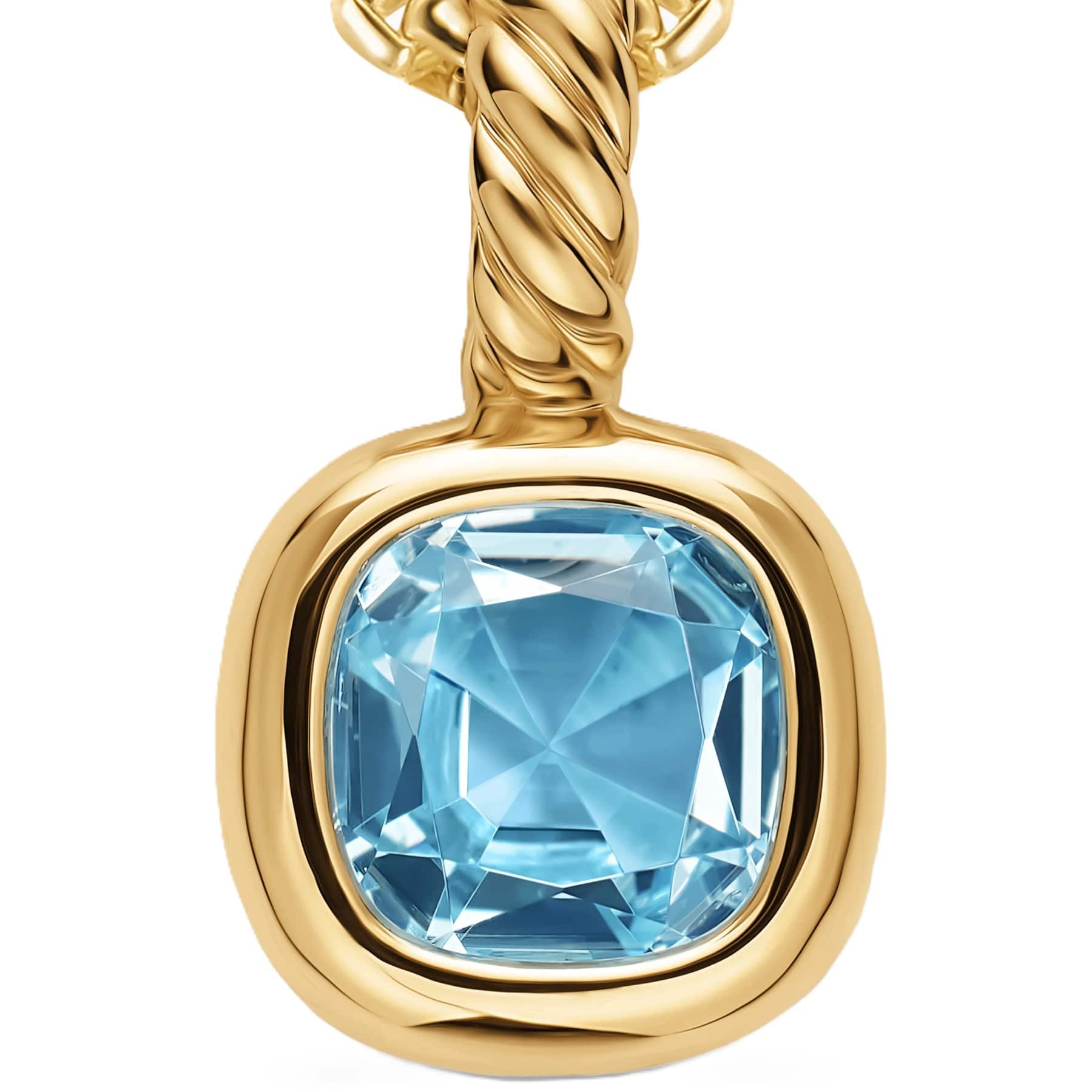 Mini Cushion Cut Amulet 18K Yellow Gold with Sky Blue Topaz, 5.5mm - Image 4