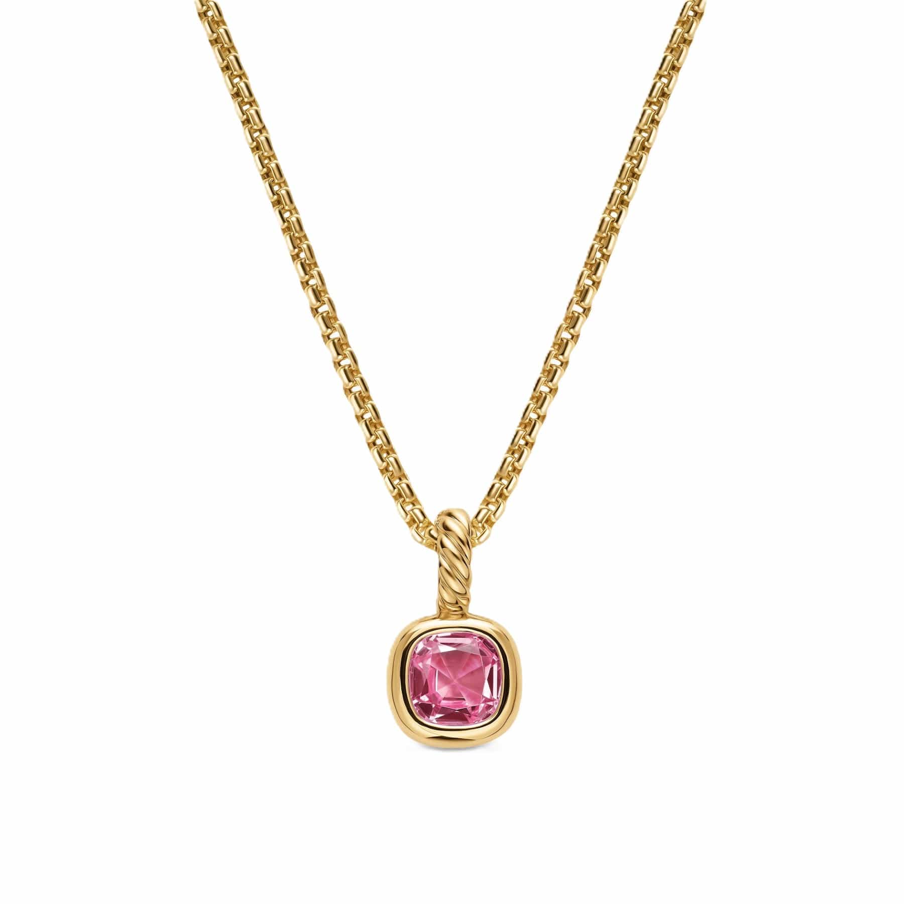 Mini Cushion Cut Amulet 18K Yellow Gold with Pink Tourmaline, 5.5mm - Image 2