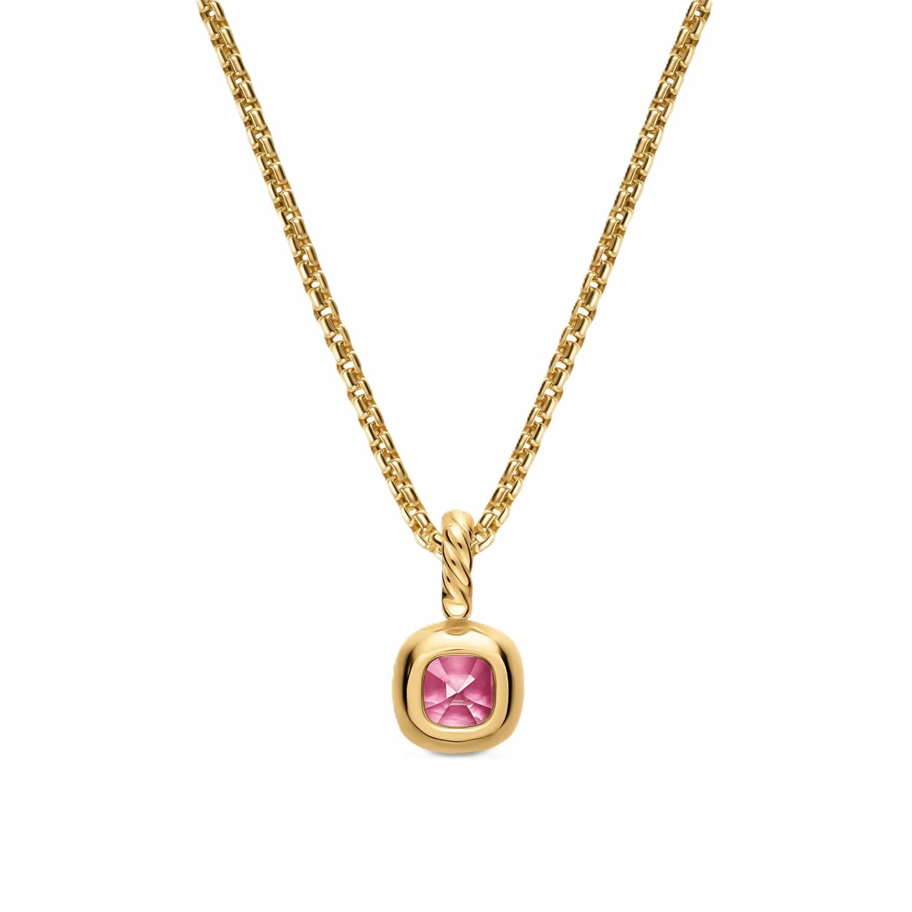 Mini Cushion Cut Amulet 18K Yellow Gold with Pink Tourmaline, 5.5mm - Image 3