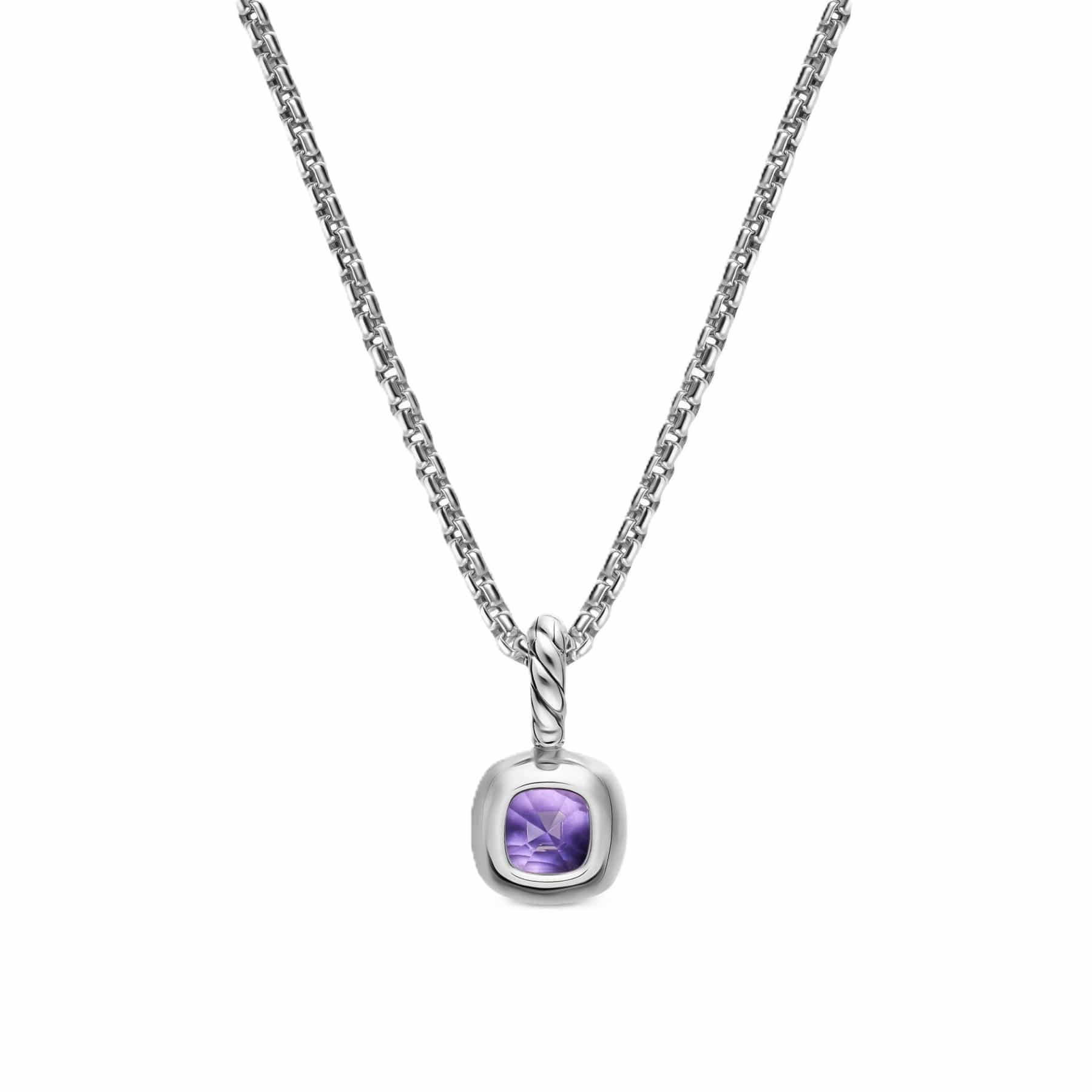 Mini Cushion Cut Amulet Sterling Silver with 14K Yellow Gold and Amethyst, 5.5mm - Image 3