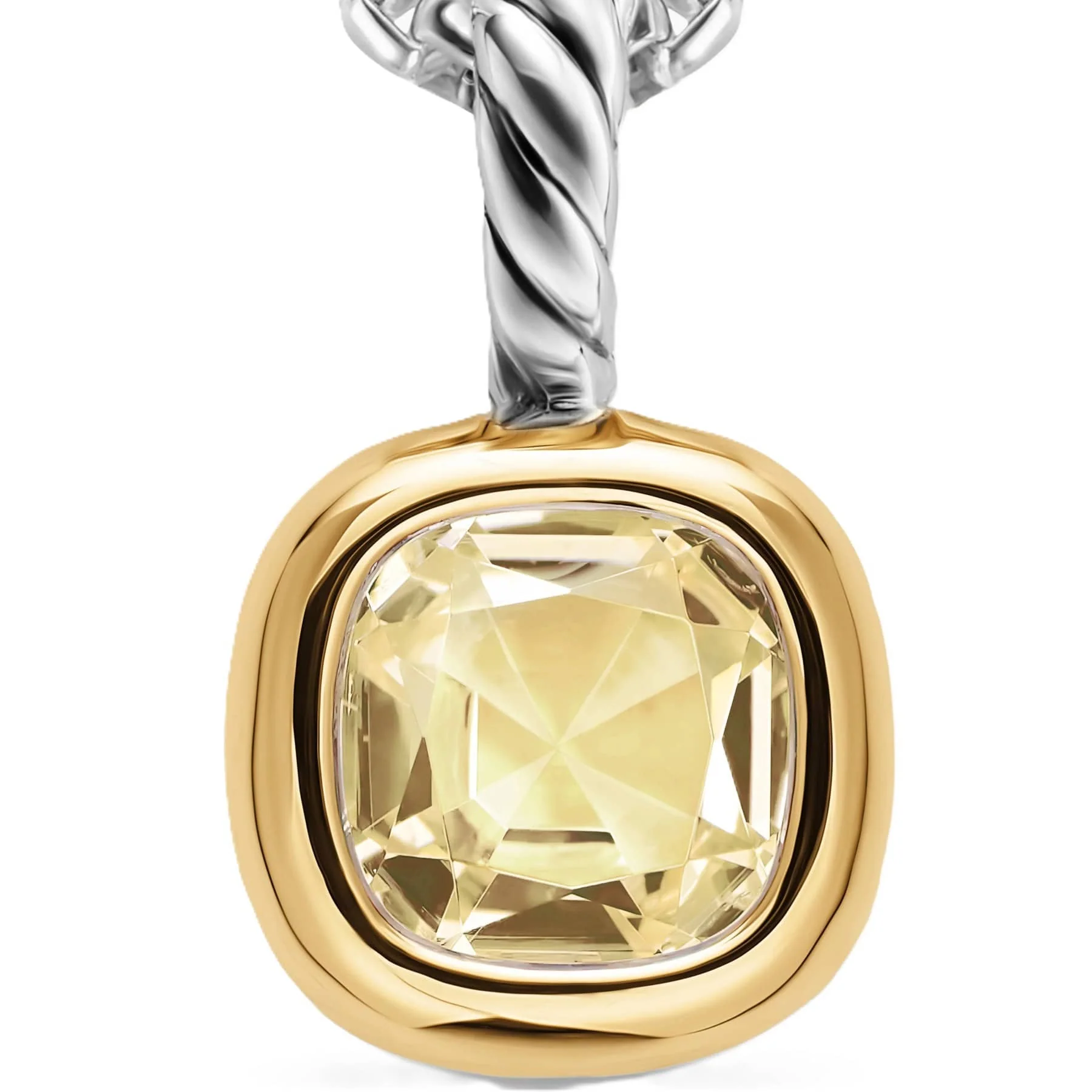 Mini Cushion Cut Amulet Sterling Silver with 14K Yellow Gold and Champagne Citrine, 5.5mm - Image 4