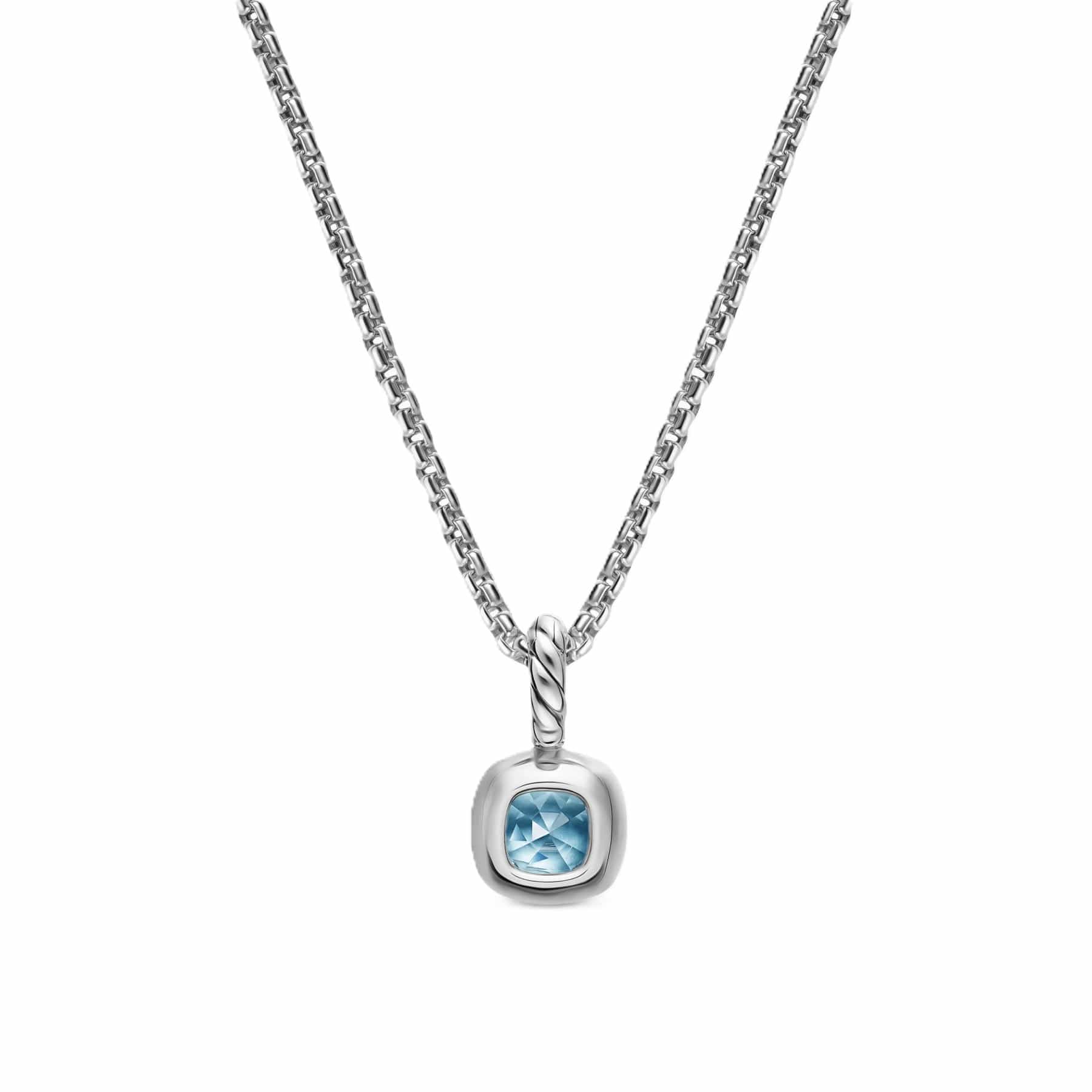 Mini Cushion Cut Amulet Sterling Silver with 14K Yellow Gold and Sky Blue Topaz, 5.5mm - Image 3