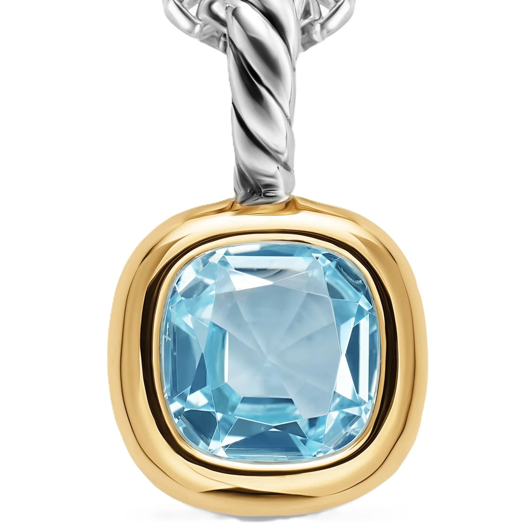 Mini Cushion Cut Amulet Sterling Silver with 14K Yellow Gold and Sky Blue Topaz, 5.5mm - Image 4