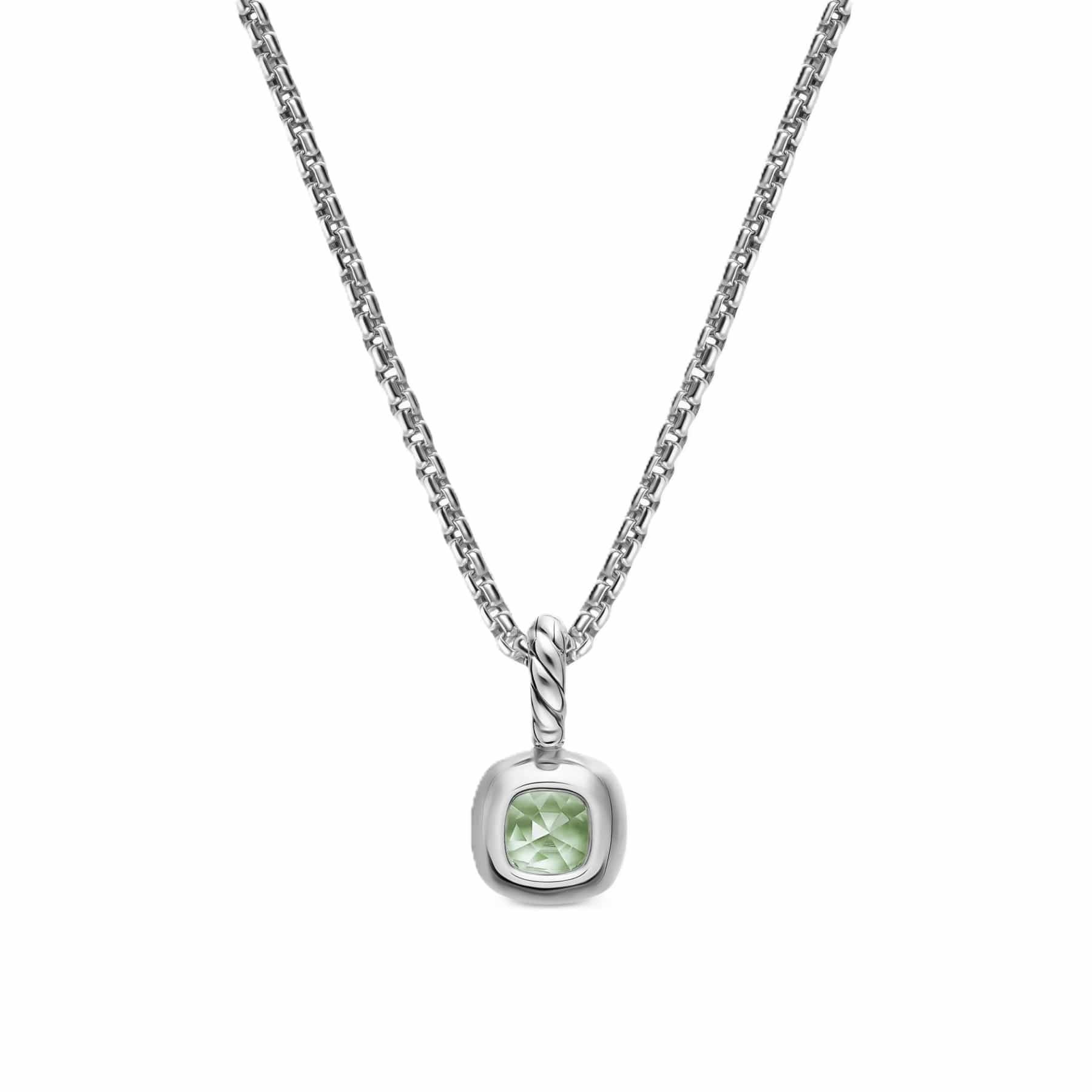 Mini Cushion Cut Amulet Sterling Silver with 14K Yellow Gold and Prasiolite, 5.5mm - Image 3