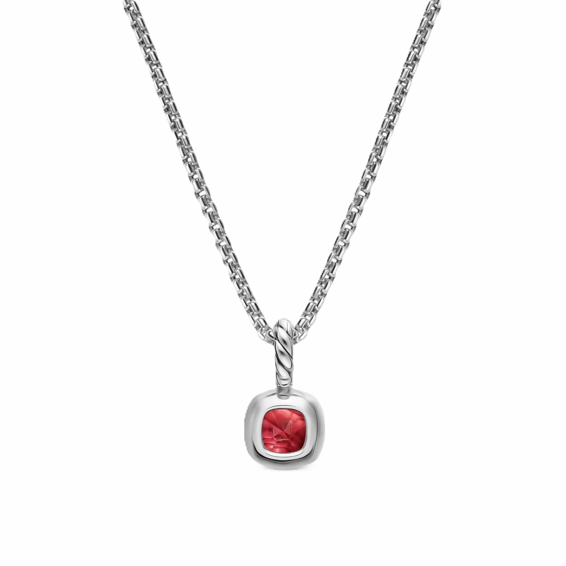 Mini Cushion Cut Amulet Sterling Silver with 14K Yellow Gold and Rhodolite Garnet, 5.5mm - Image 3