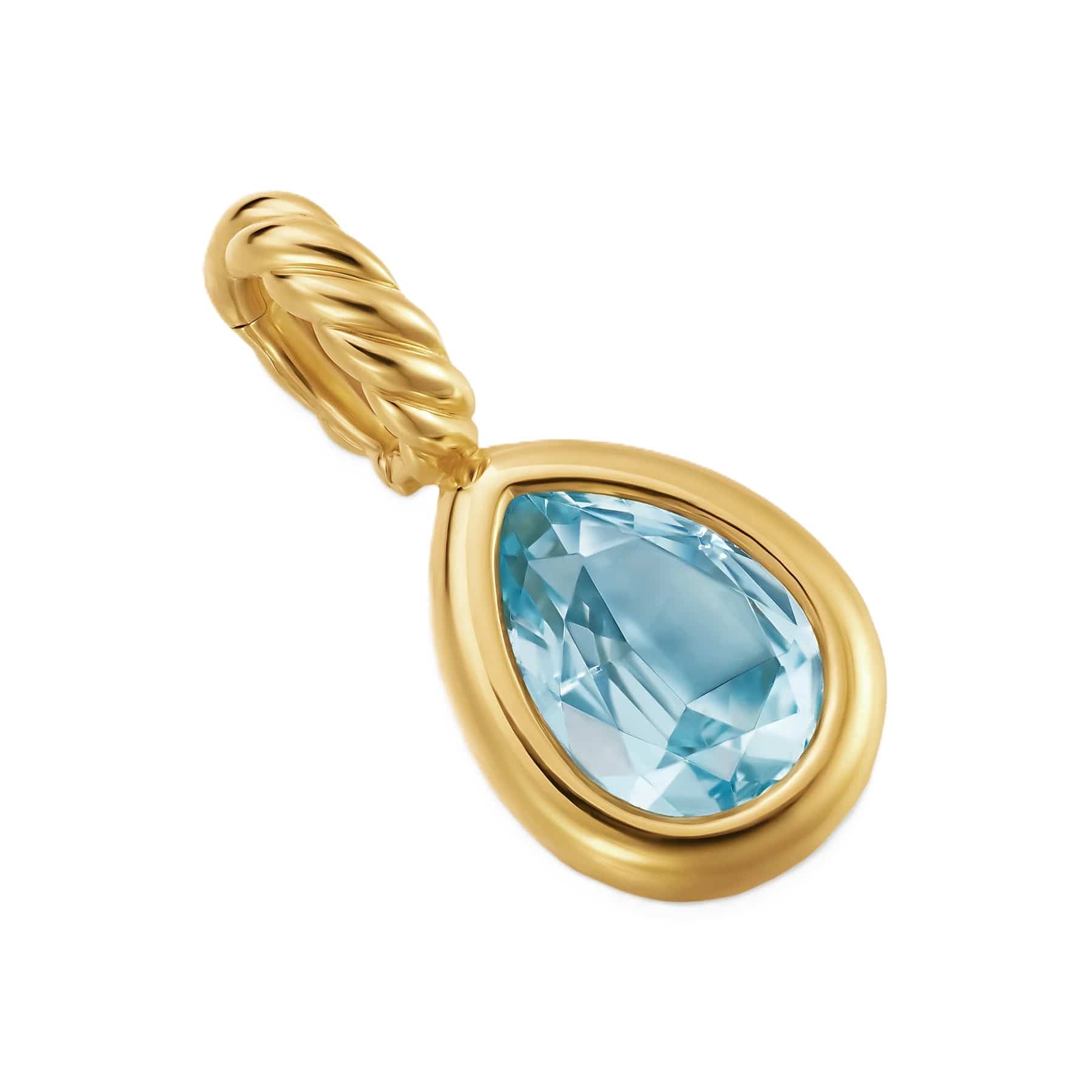 Mini Pear Cut Amulet 18K Yellow Gold with Sky Blue Topaz, 11mm