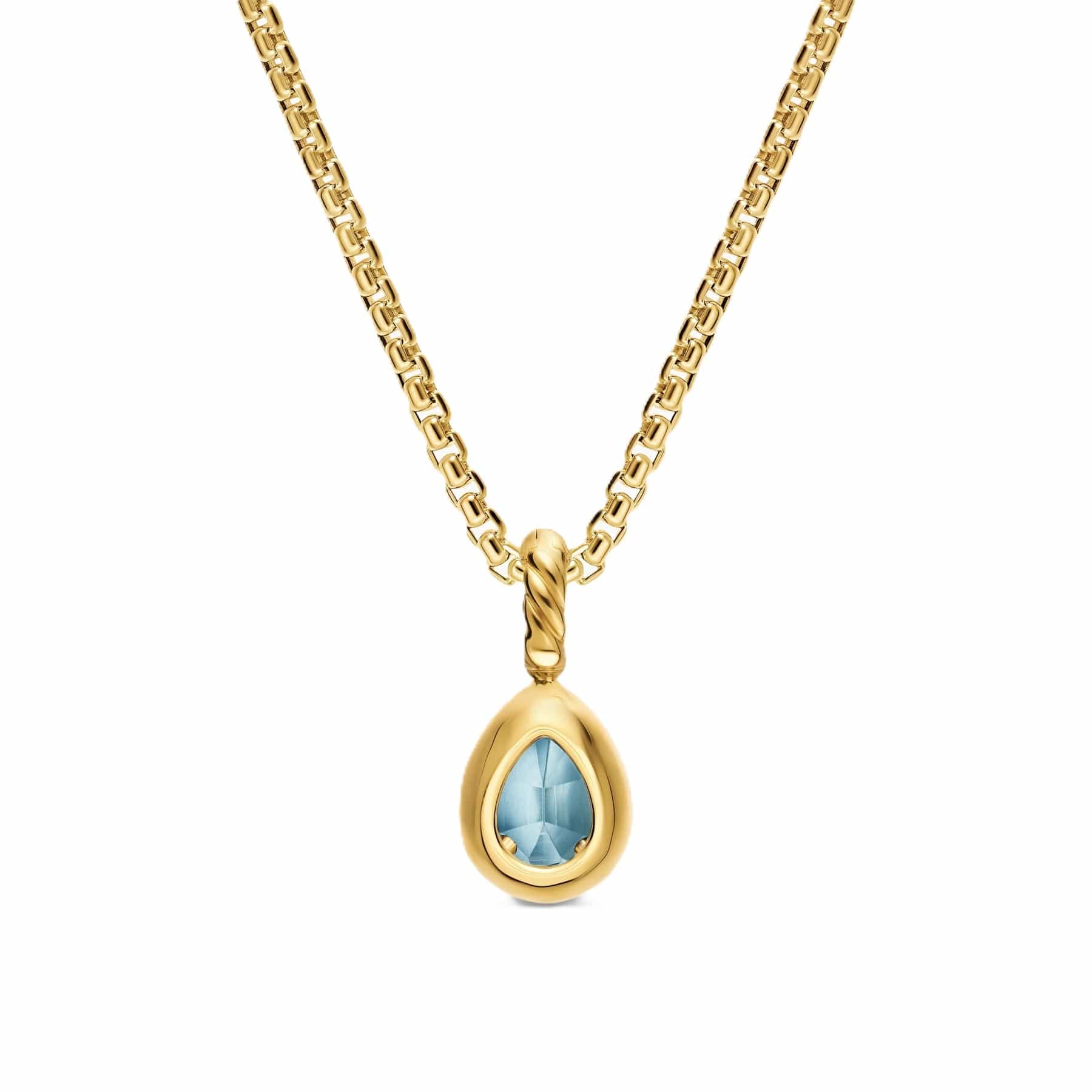 Mini Pear Cut Amulet 18K Yellow Gold with Sky Blue Topaz, 11mm - Image 3