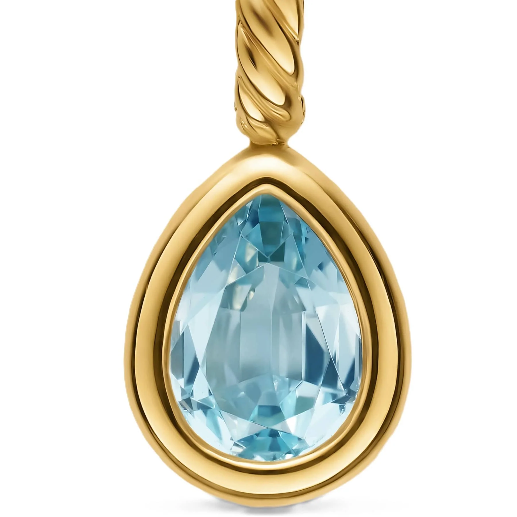 Mini Pear Cut Amulet 18K Yellow Gold with Sky Blue Topaz, 11mm - Image 4