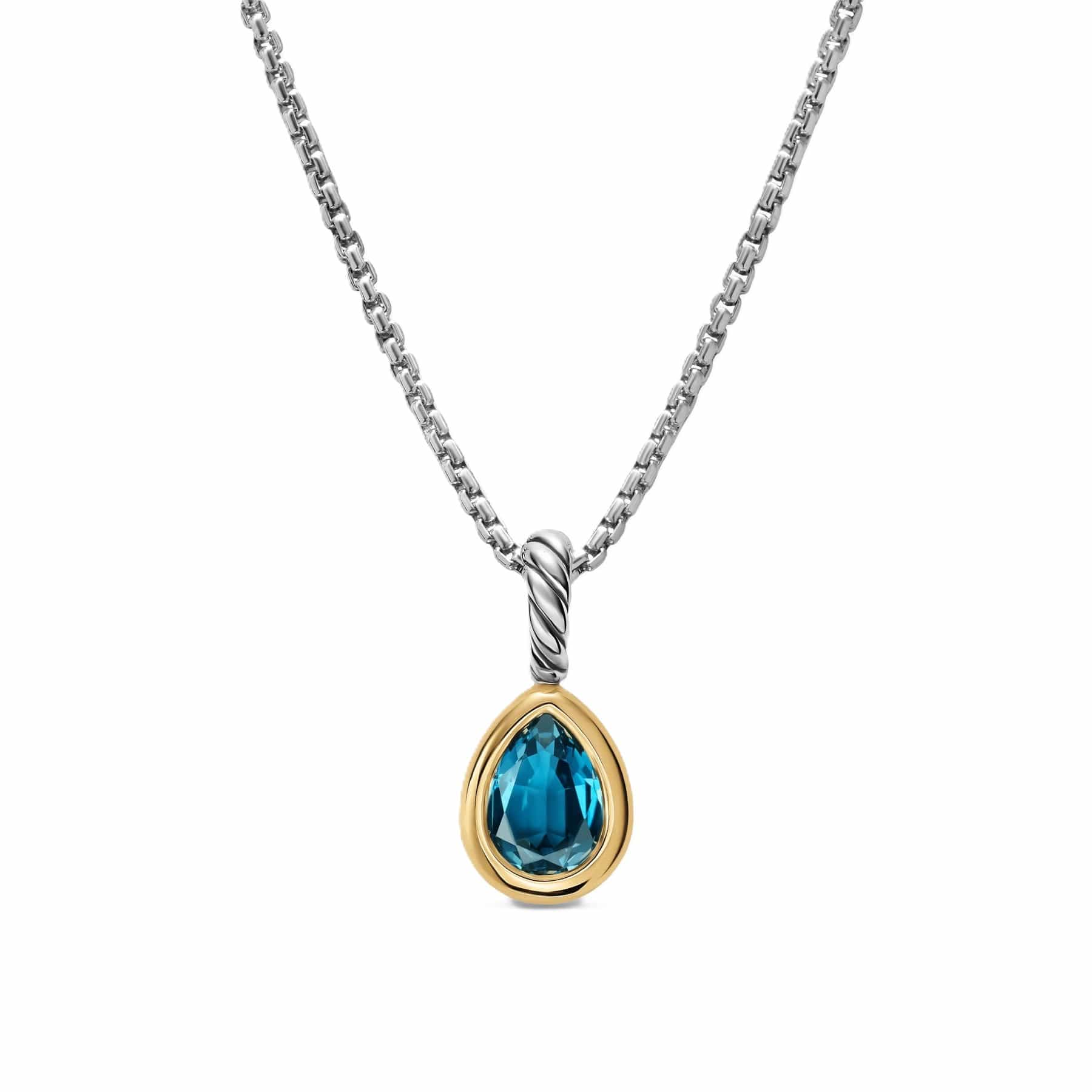 Mini Pear Cut Amulet Sterling Silver with 14K Yellow Gold and Hampton Blue Topaz, 11mm - Image 2