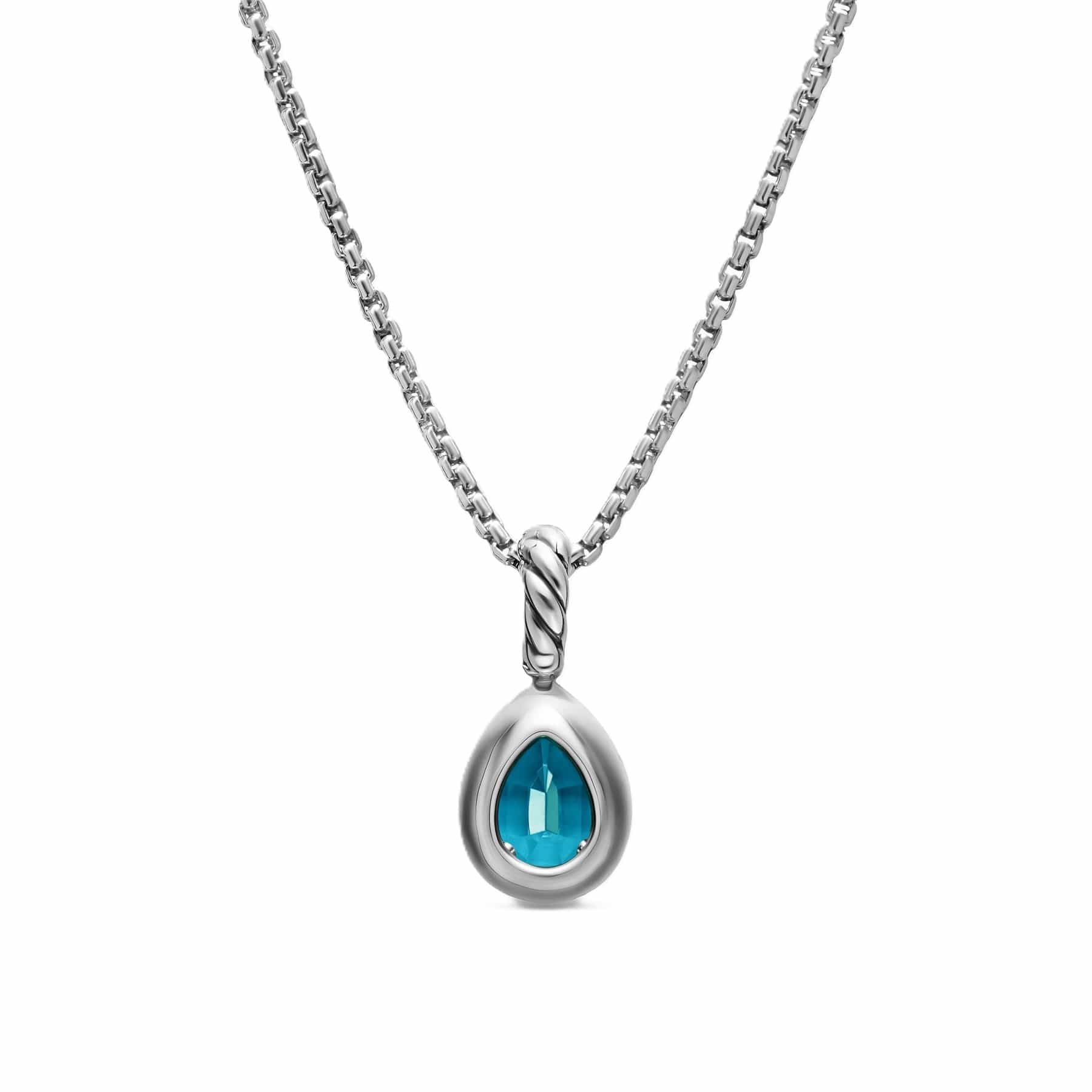 Mini Pear Cut Amulet Sterling Silver with 14K Yellow Gold and Hampton Blue Topaz, 11mm - Image 3