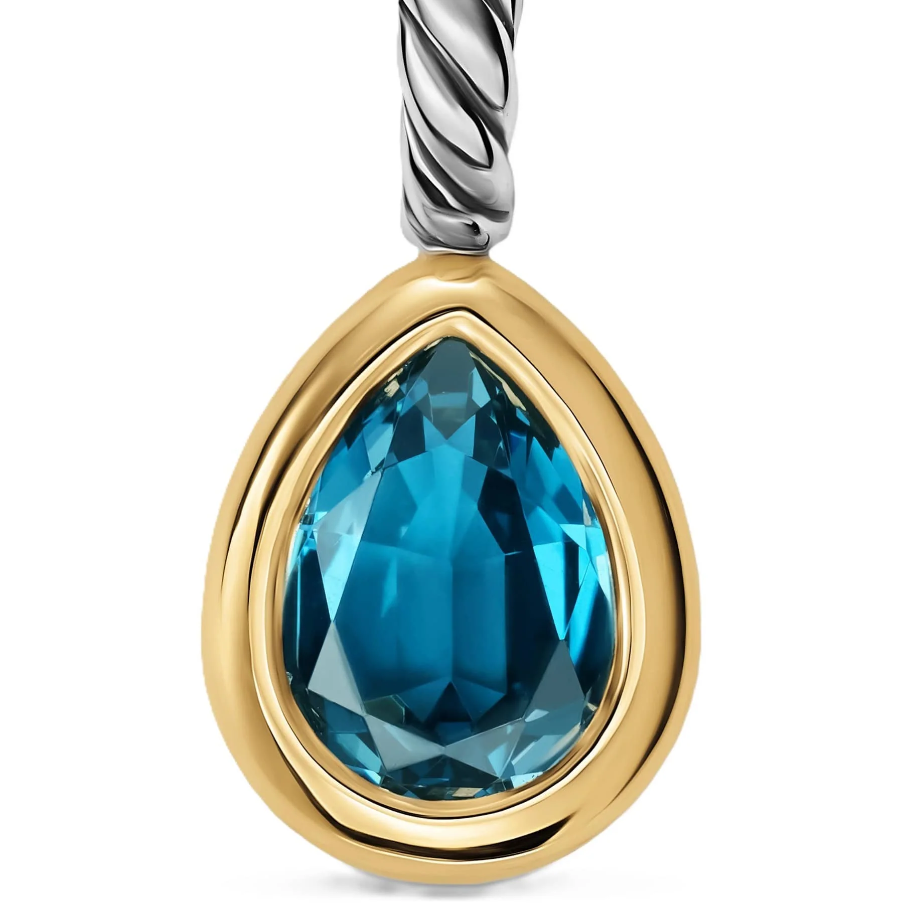 Mini Pear Cut Amulet Sterling Silver with 14K Yellow Gold and Hampton Blue Topaz, 11mm - Image 4
