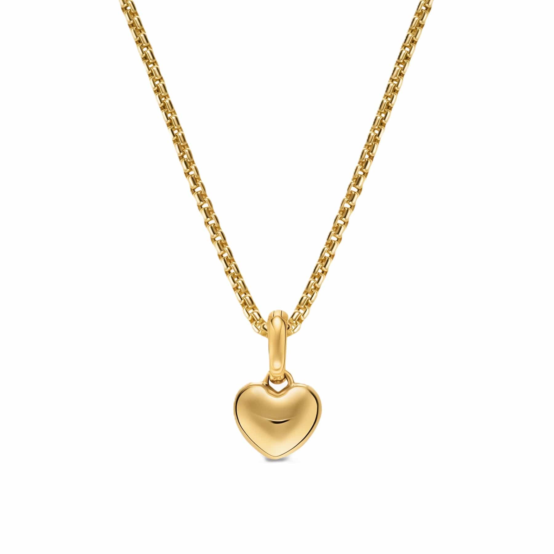 Petite Puffy Cable Heart Amulet 18K Yellow Gold, 7.4mm - Image 3