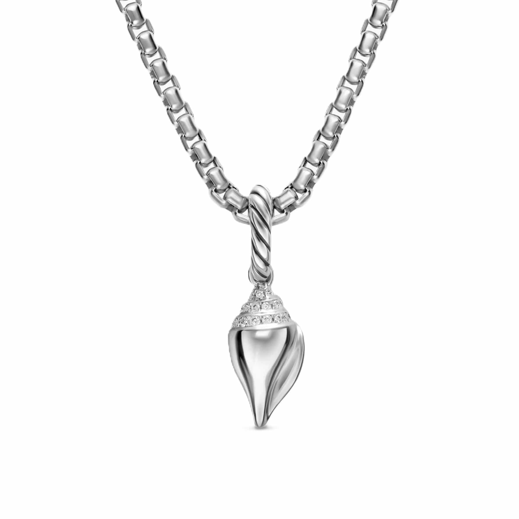 Petite Pavé Shell Amulet Sterling Silver with Diamonds, 15mm - Image 2
