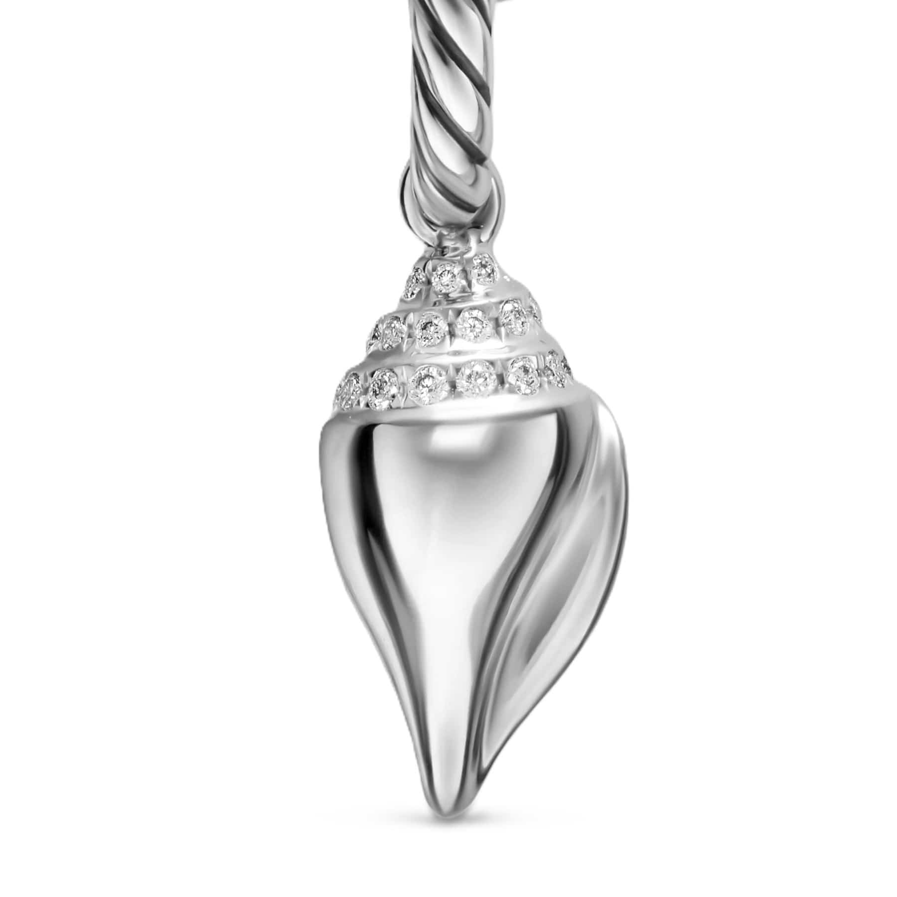 Petite Pavé Shell Amulet Sterling Silver with Diamonds, 15mm - Image 4