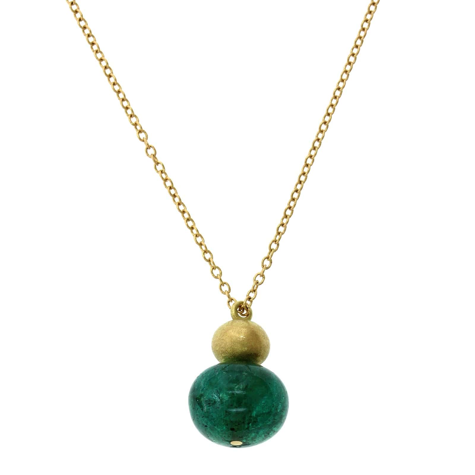 Mallary Marks 18K Yellow Gold Cabochon Emerald Buoy Pendant