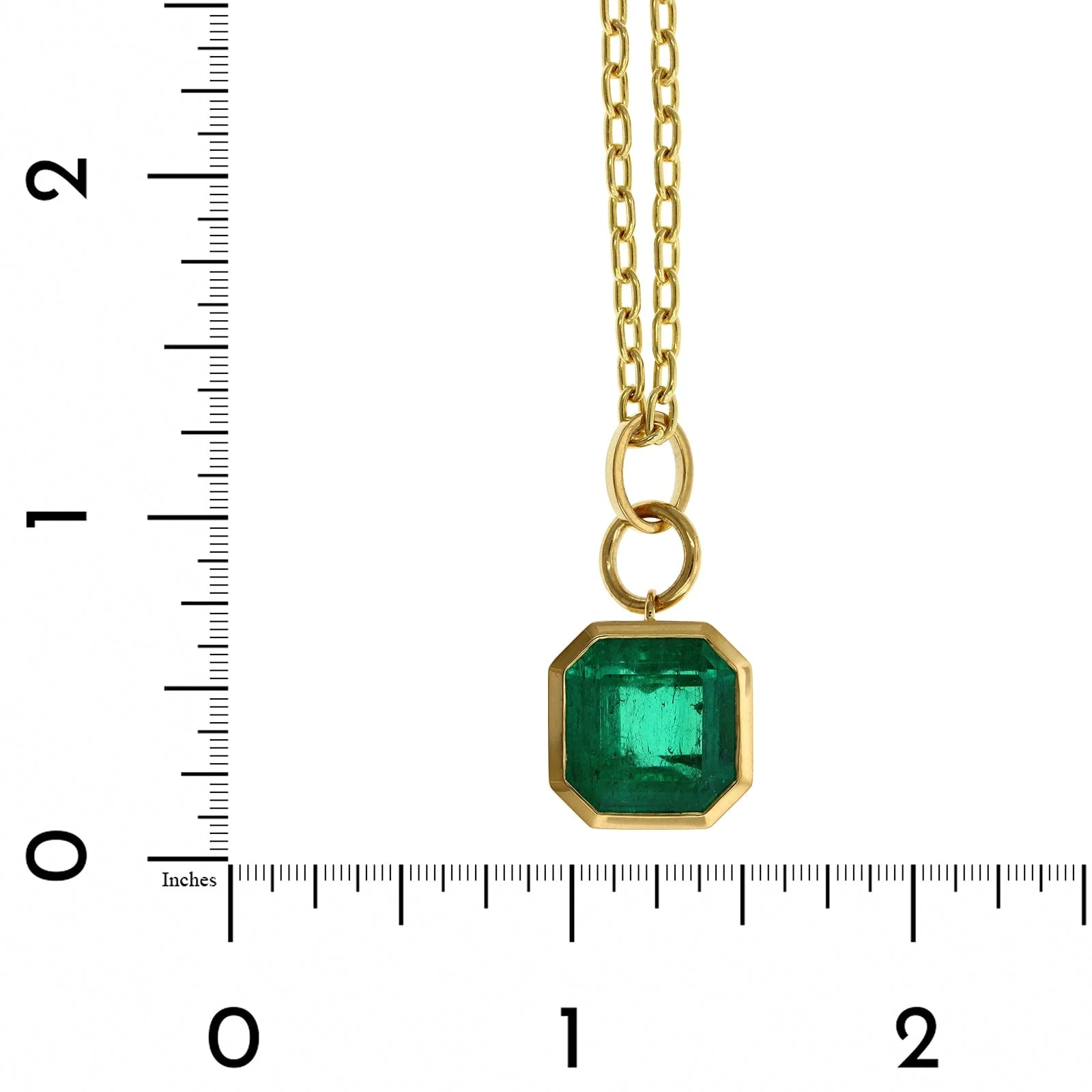 22K Yellow Gold Square Emerald Pendant Necklace - Image 4