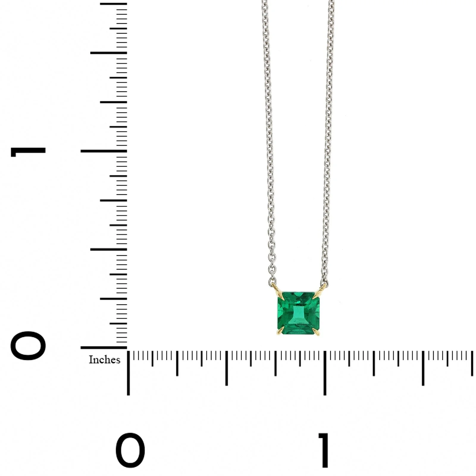 18K Two-Tone Emerald Cut Emerald Pendant - Image 4