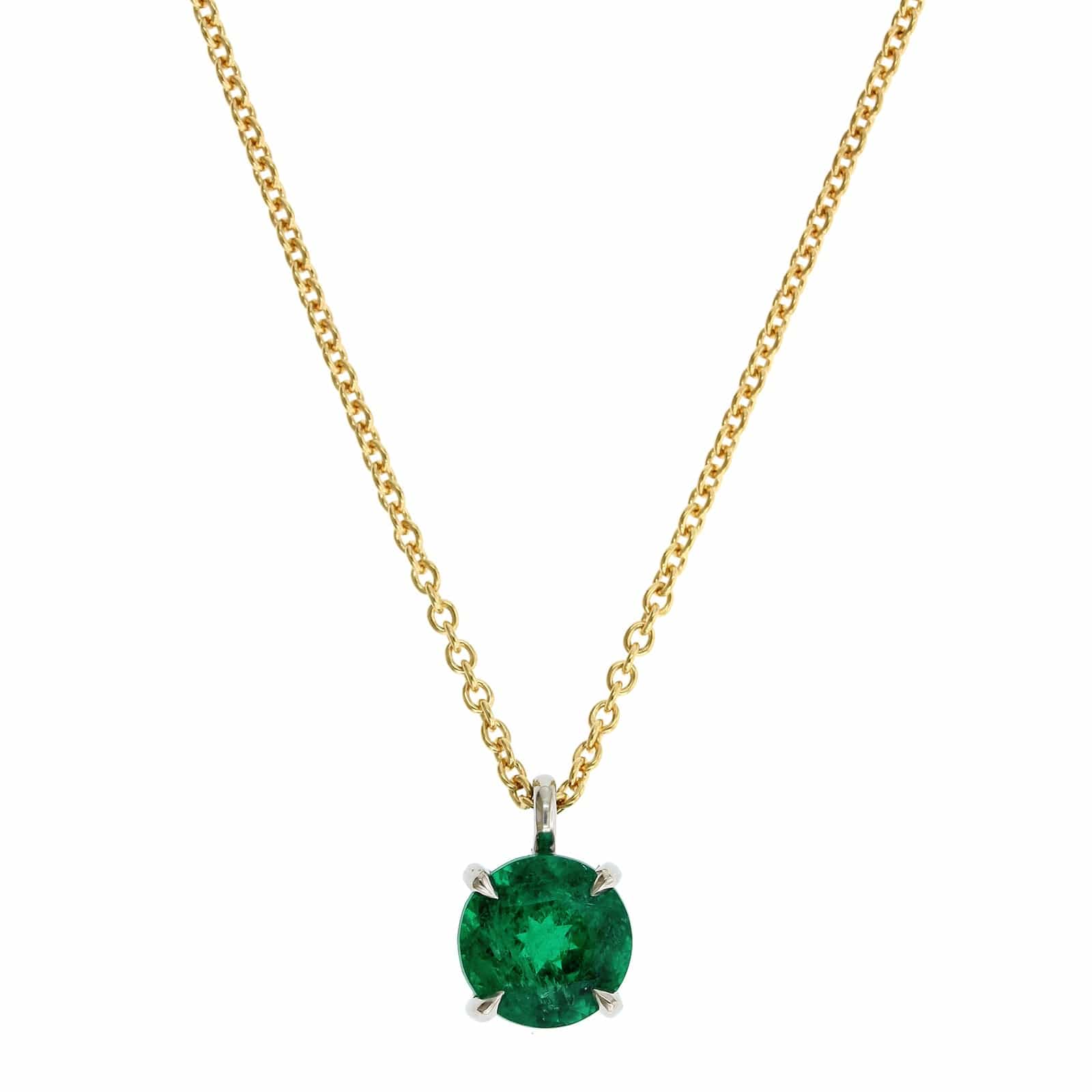Platinum & 18K Yellow Gold Emerald Necklace - Image 5