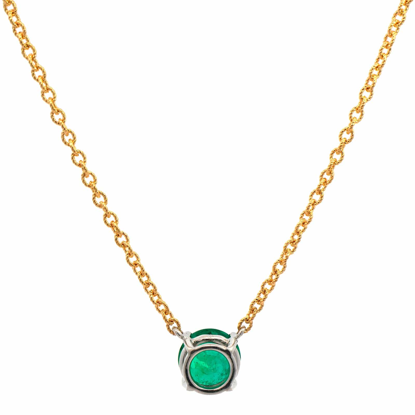 18K Yellow Gold & Platinum Emerald Necklace - Image 2