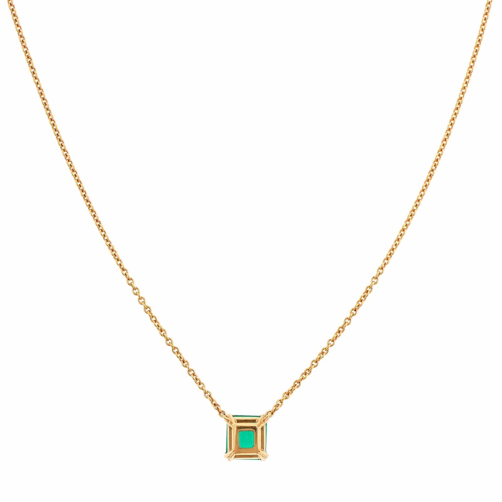 18K Yellow Gold Emerald Pendant Necklace - Image 2