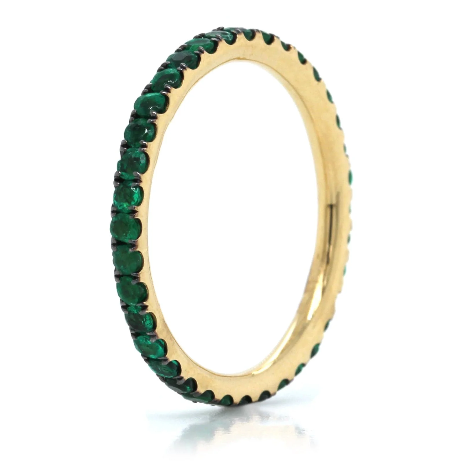 18K Yellow Gold Prong Set Emerald Eternity Band - Image 2