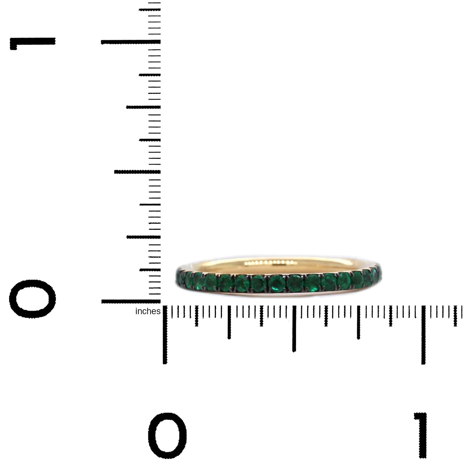 18K Yellow Gold Prong Set Emerald Eternity Band - Image 3