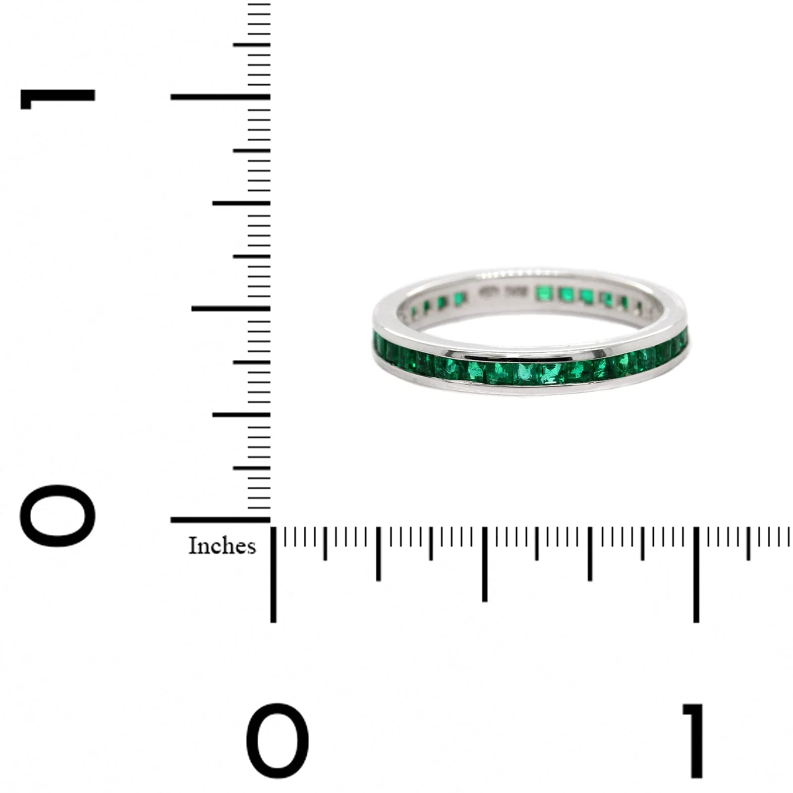 18K White Gold Channel Set Emerald Eternity Band - Image 4