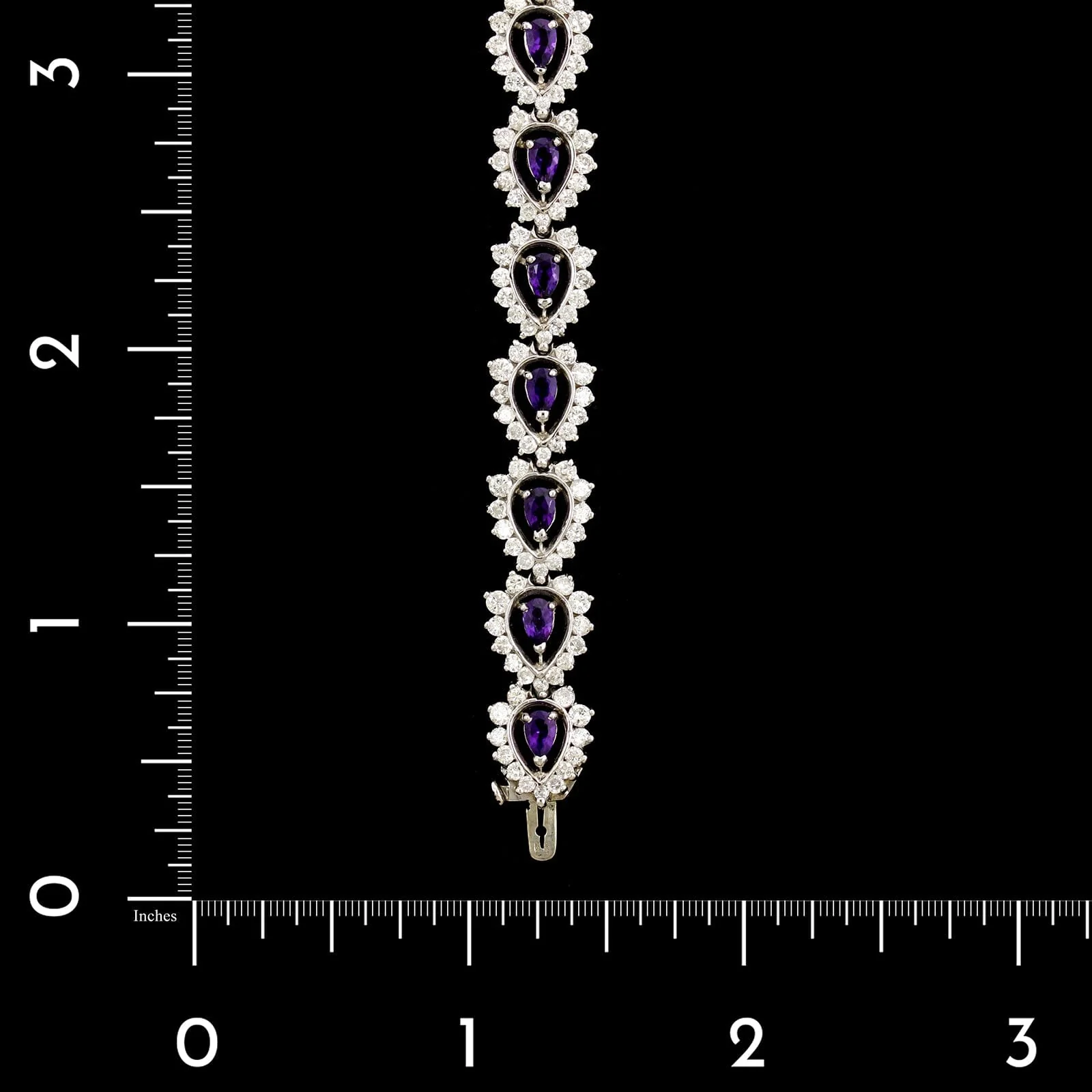 14K White Gold Estate Amethyst and Diamond Bracelet - Image 4