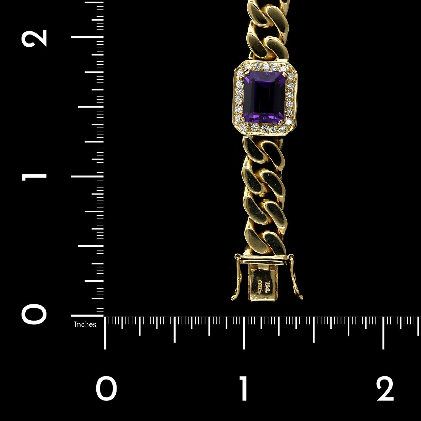 18K Yellow Gold Estate Amethyst and Diamond Bracelet - Image 2